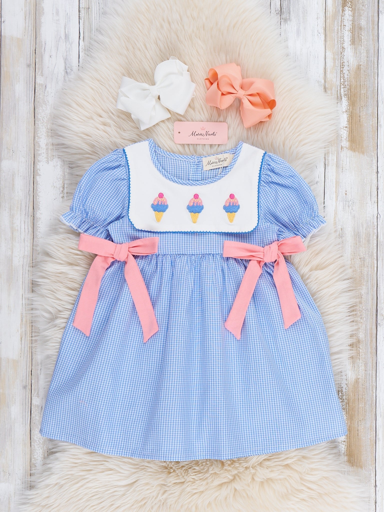 Infant Girl Sweet Treats Dress Frozen Delight Ice Cream Embroidered Cotton Dress Marie Nicole XXS(12/18mos)