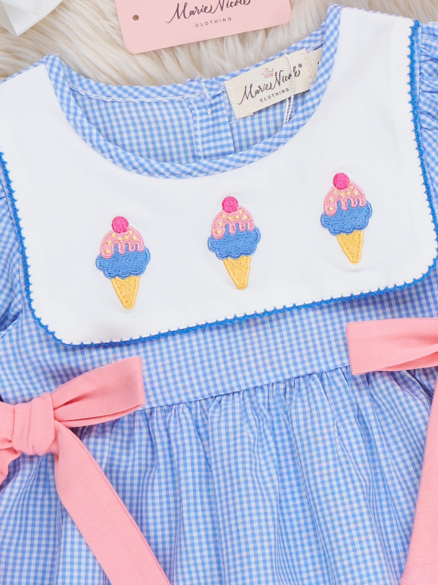 Frozen Delight Ice Cream Embroidered Cotton Dress - Marie Nicole Clothing