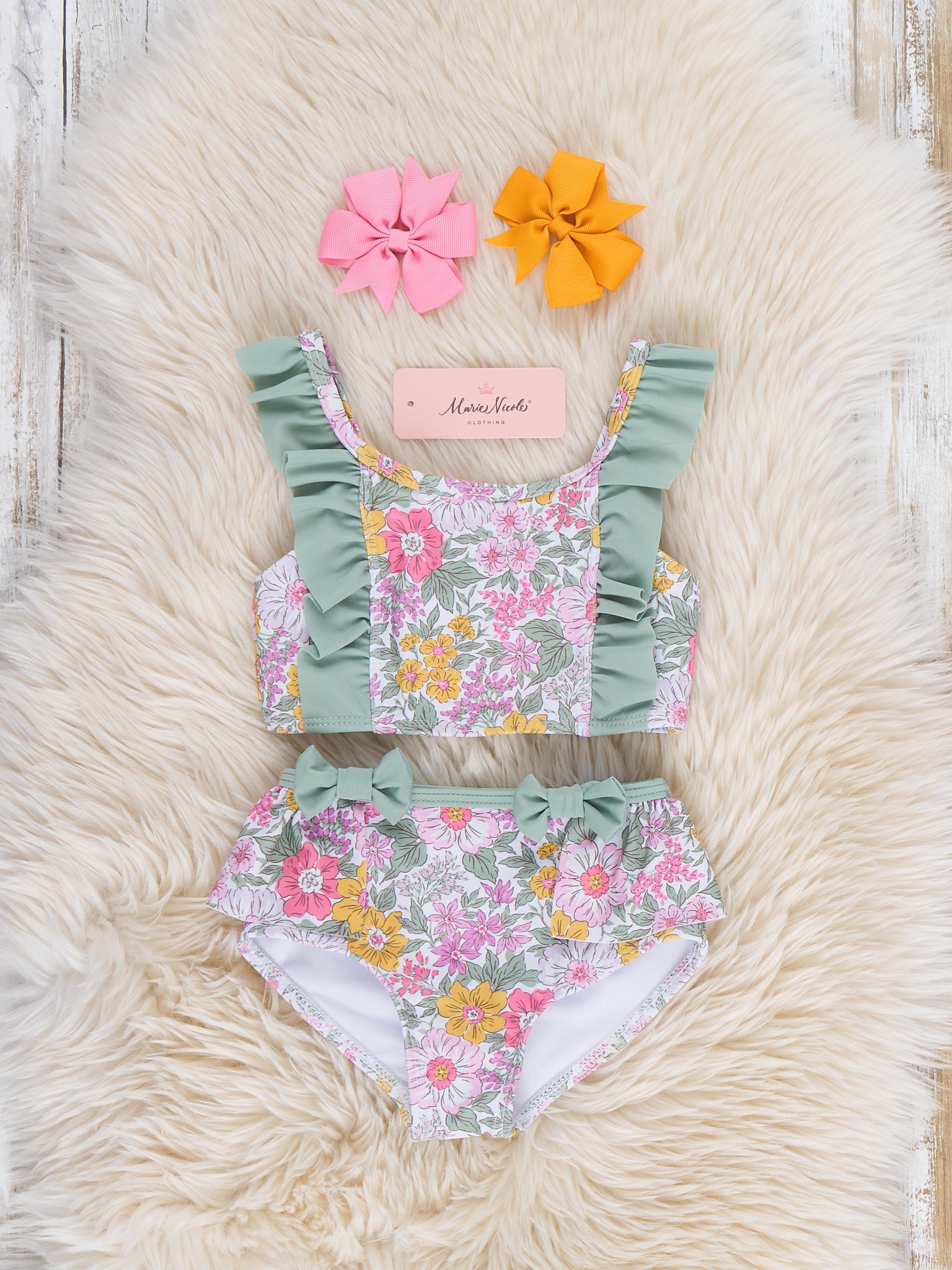 Blossom in the Sun Ruffle Swimsuit - Marie Nicole Clothing
