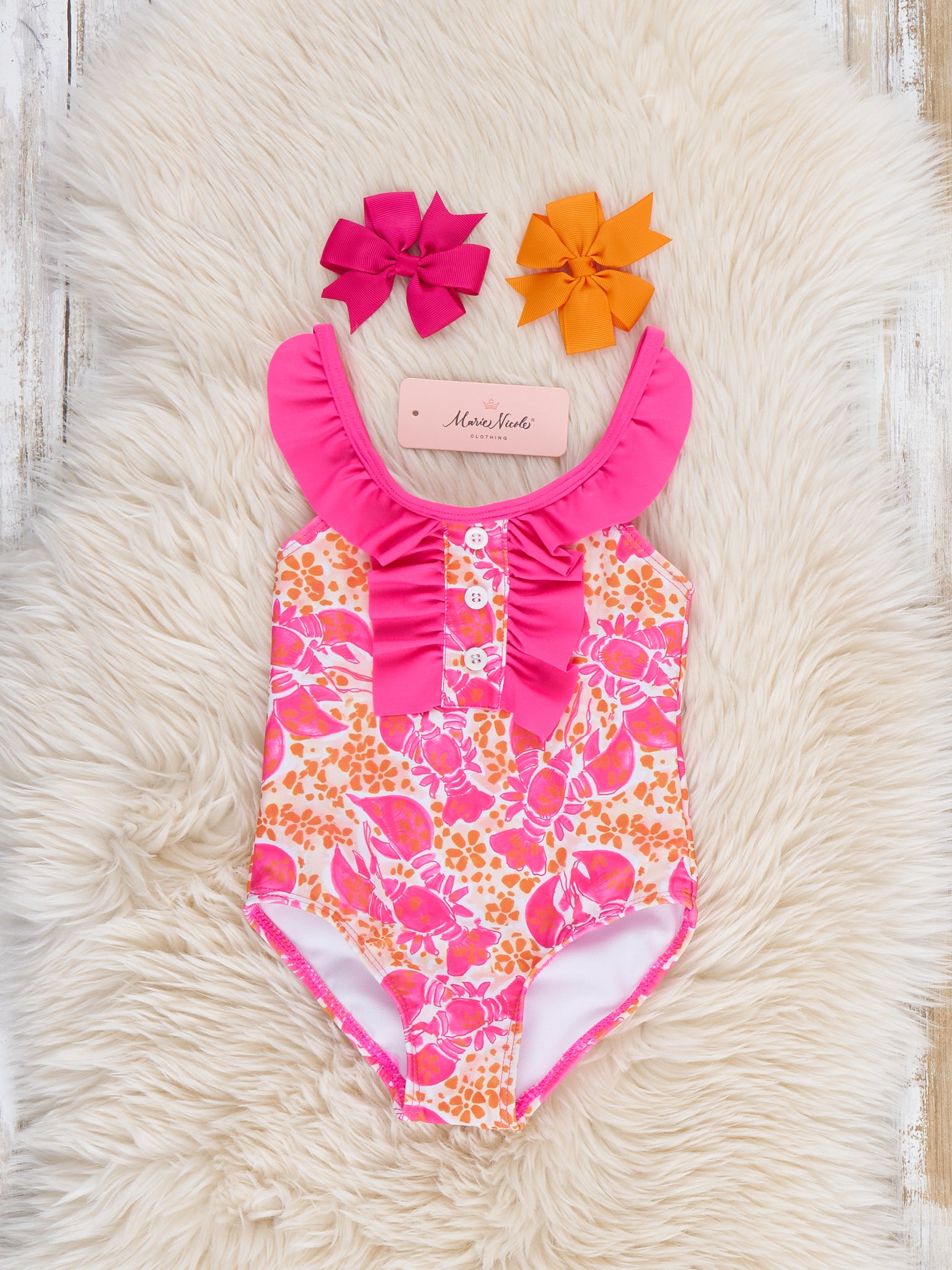 Little Lobster Ruffle Swimsuit - Marie Nicole Clothing