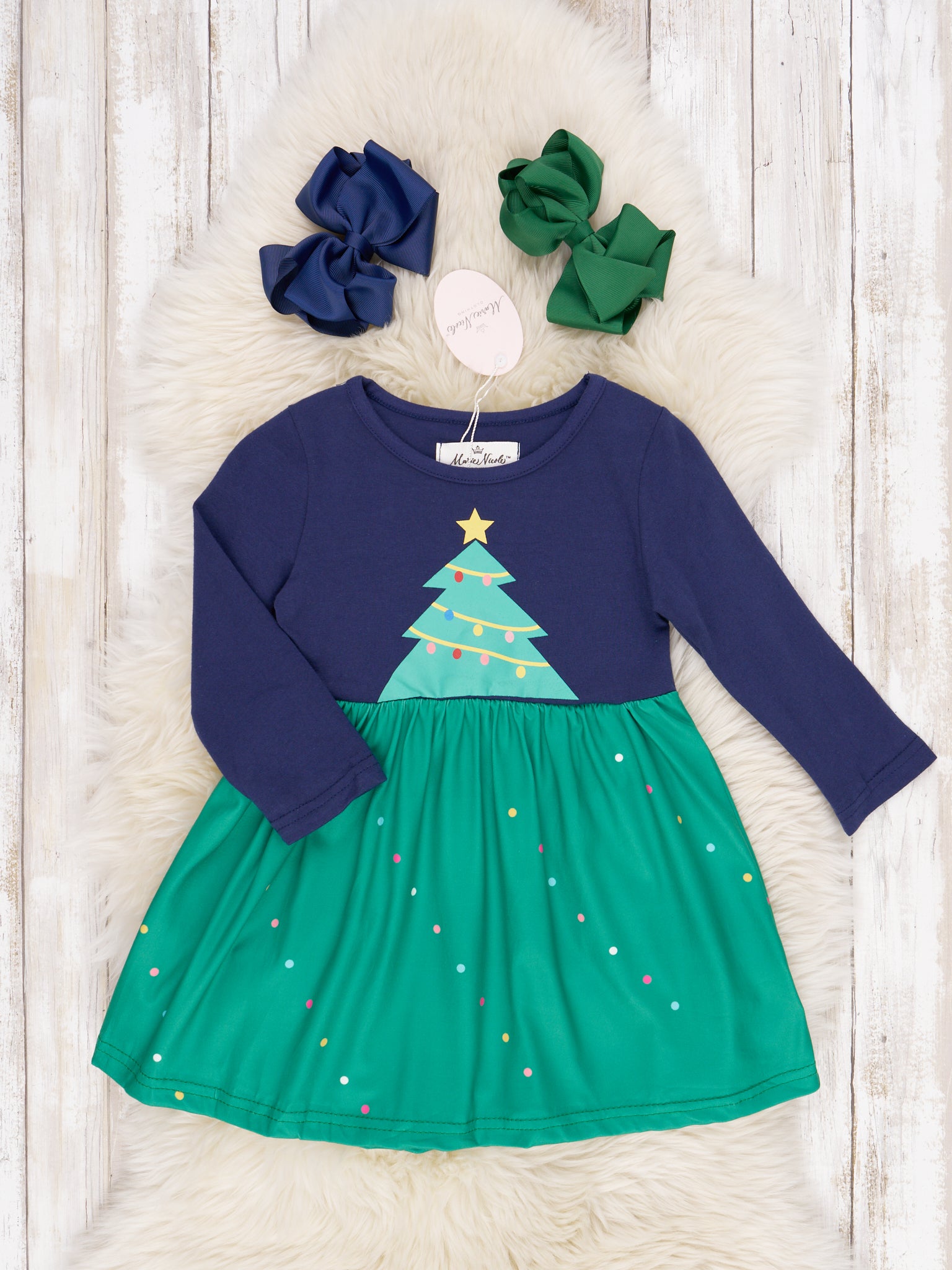 Navy & Green Christmas Tree Dress Navy & Green Christmas Tree Dress