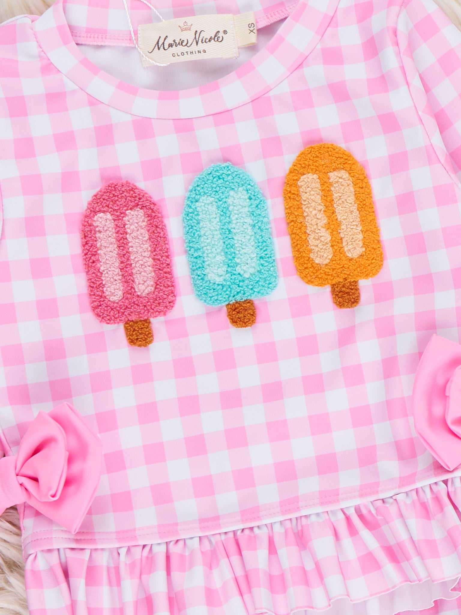 Pretty Popsicles Embroidered Gingham Rashguard - Marie Nicole Clothing