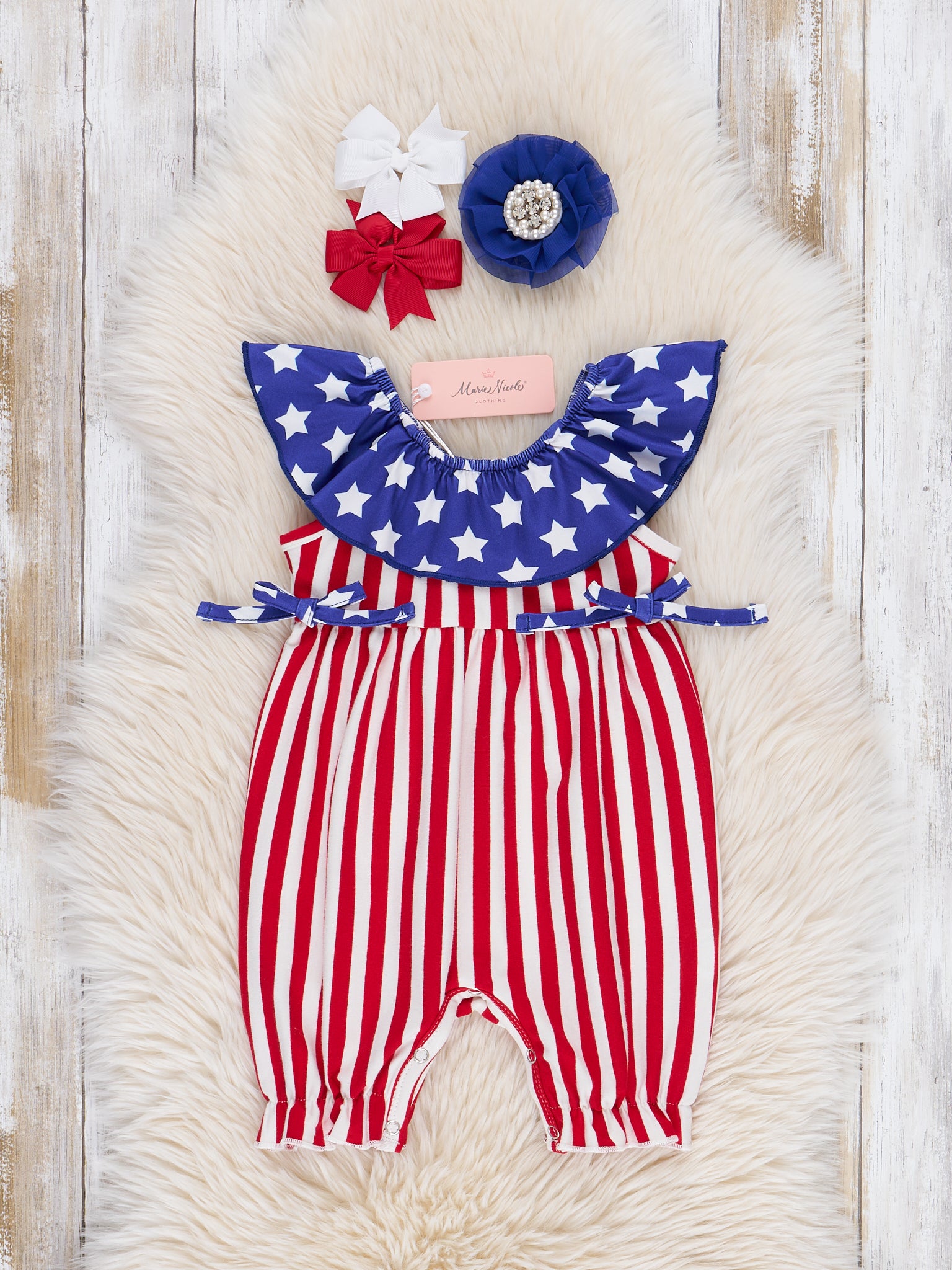 American Stars & Stripes Romper - Marie Nicole Clothing