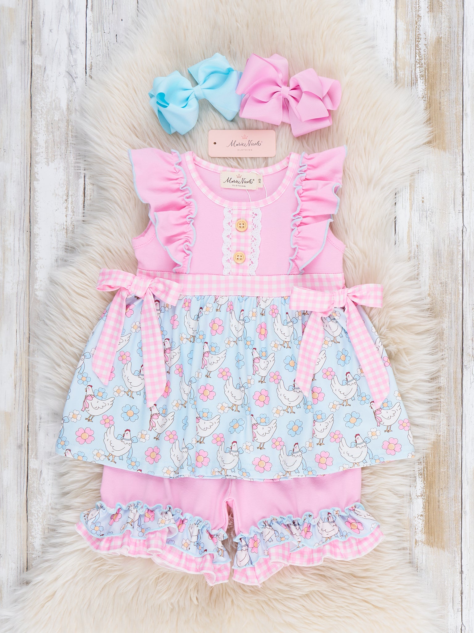 Happy Chickens Ruffle Outfit - Marie Nicole Clothing