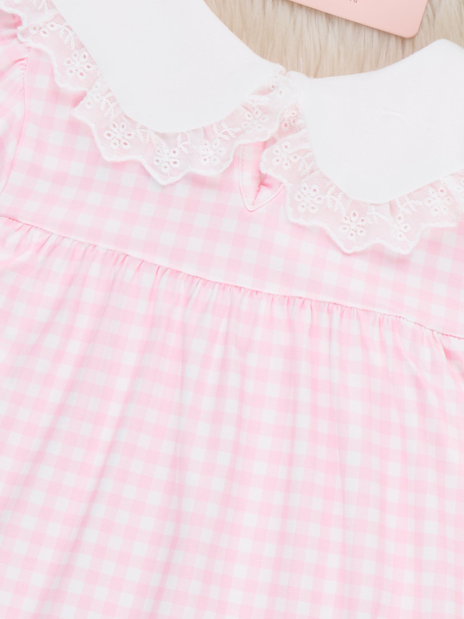 Sweet Strawberries Embroidered Gingham Dress - Marie Nicole Clothing