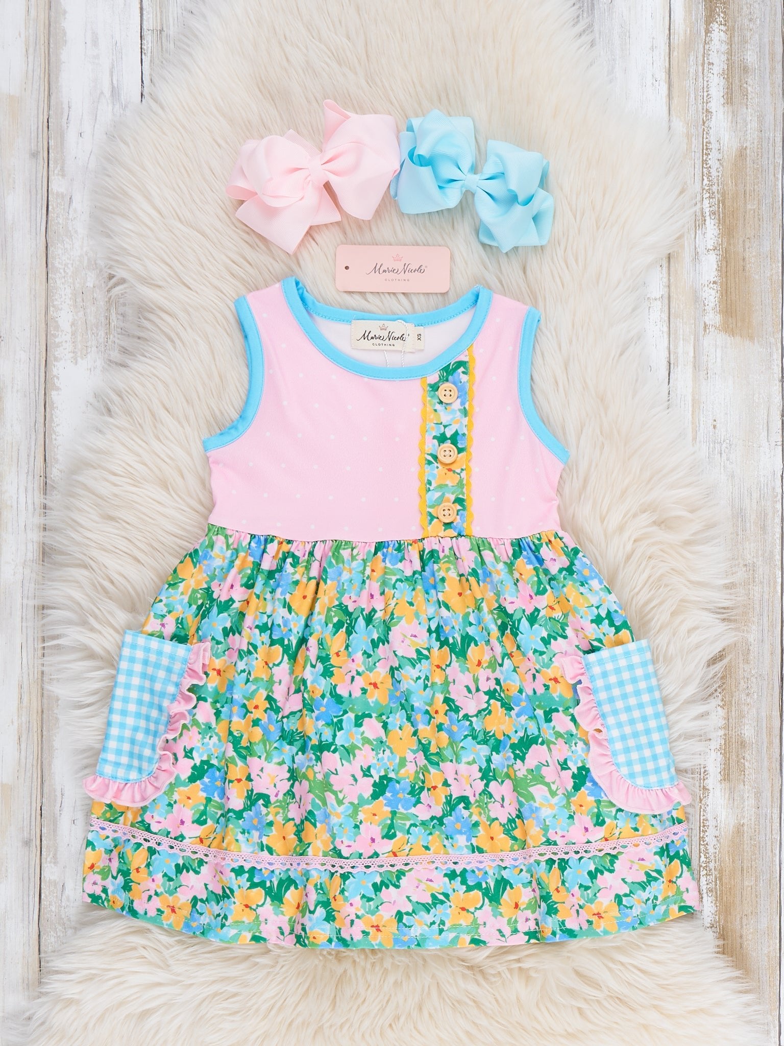 Little Blossoms Floral Pockets Dress - Marie Nicole Clothing