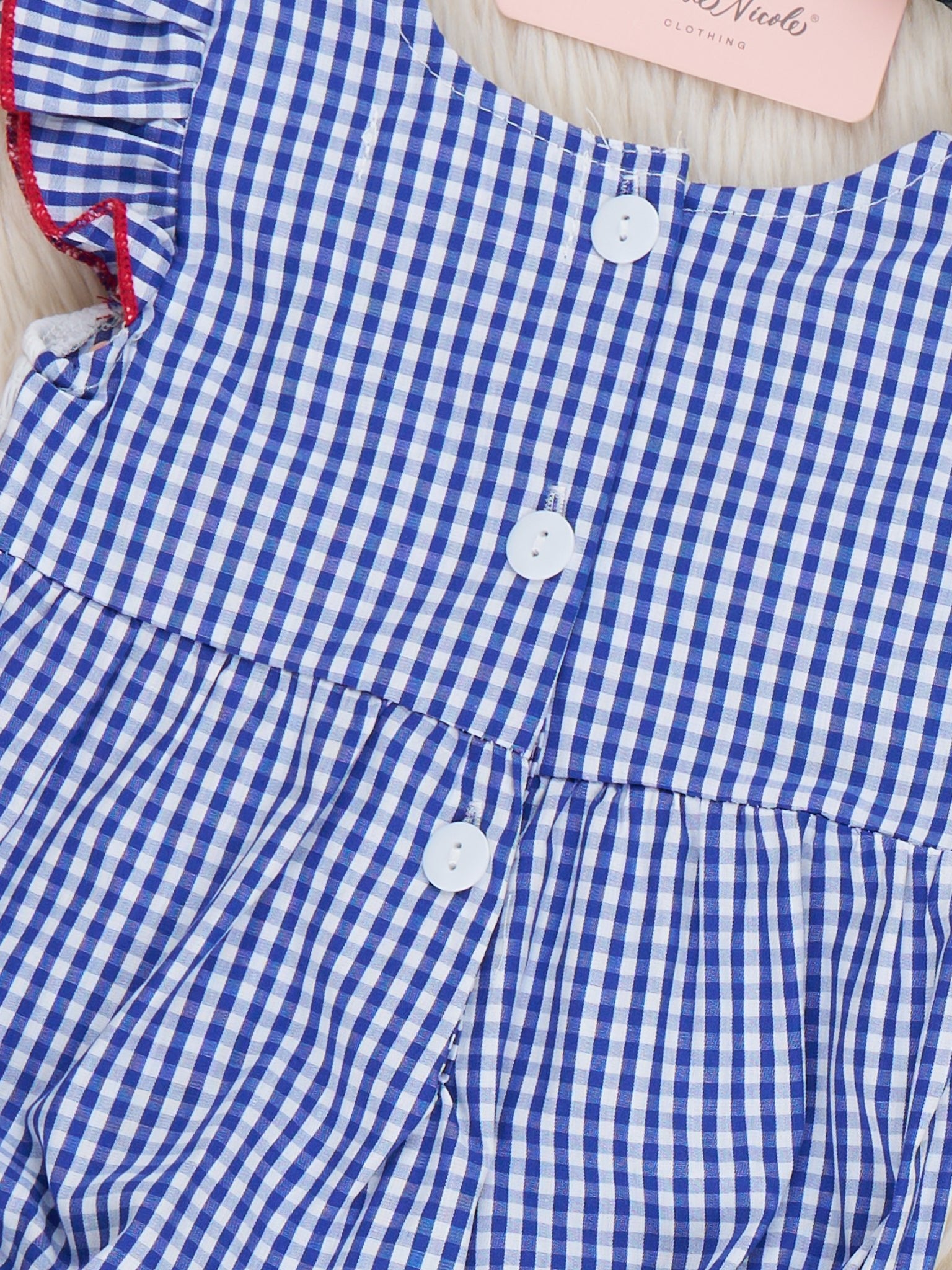 Sailboat Gingham Smocked Bubble Romper - Marie Nicole Clothing