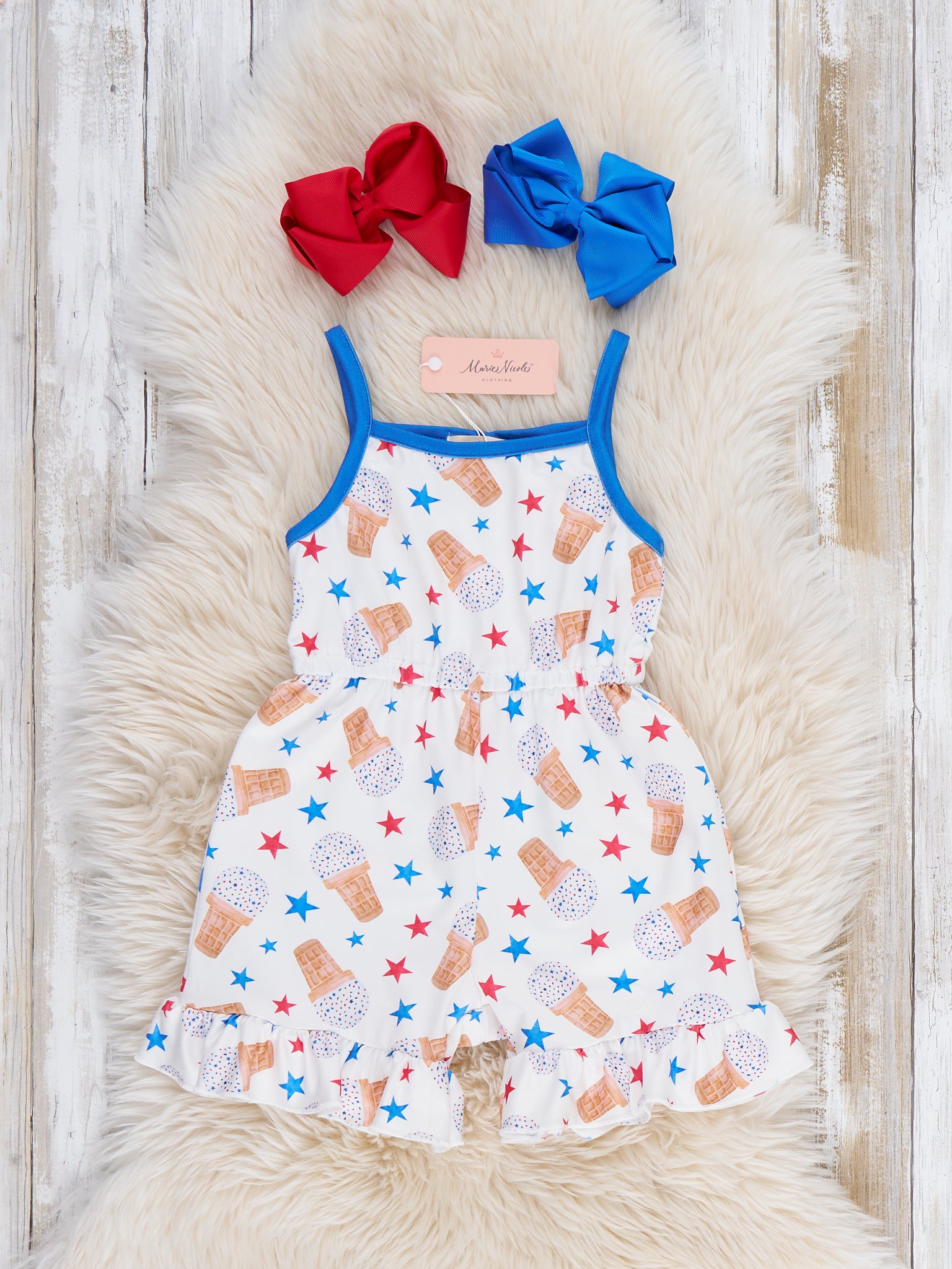 Starry Ice Cream Freedom Ruffle Jumpsuit - Marie Nicole Clothing