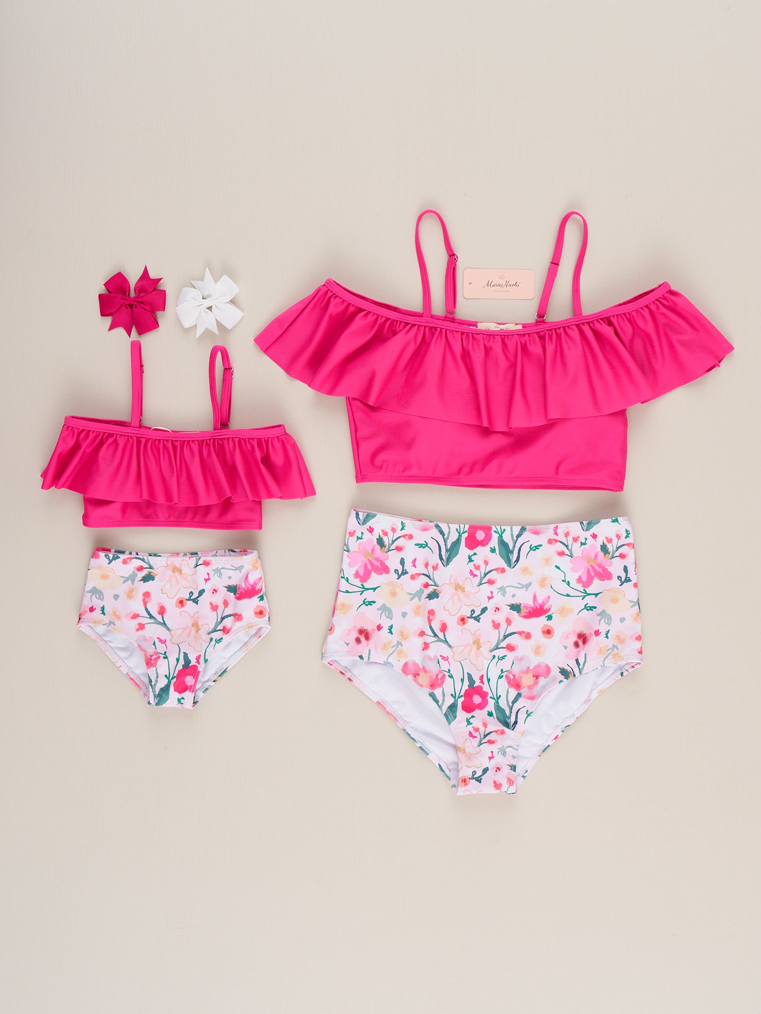 off the shoulder ruffle swim dress Mom & Me Bloom Flutter Off-Shoulder Ruffle Swimsuit