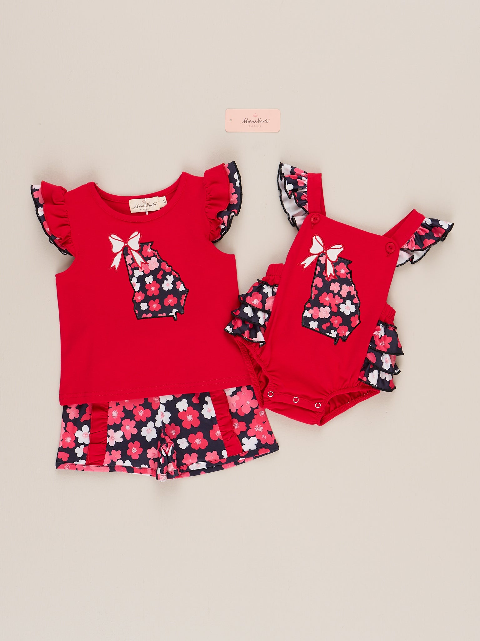 Georgia Embroidered Floral Ruffle Bubble Romper - Marie Nicole Clothing