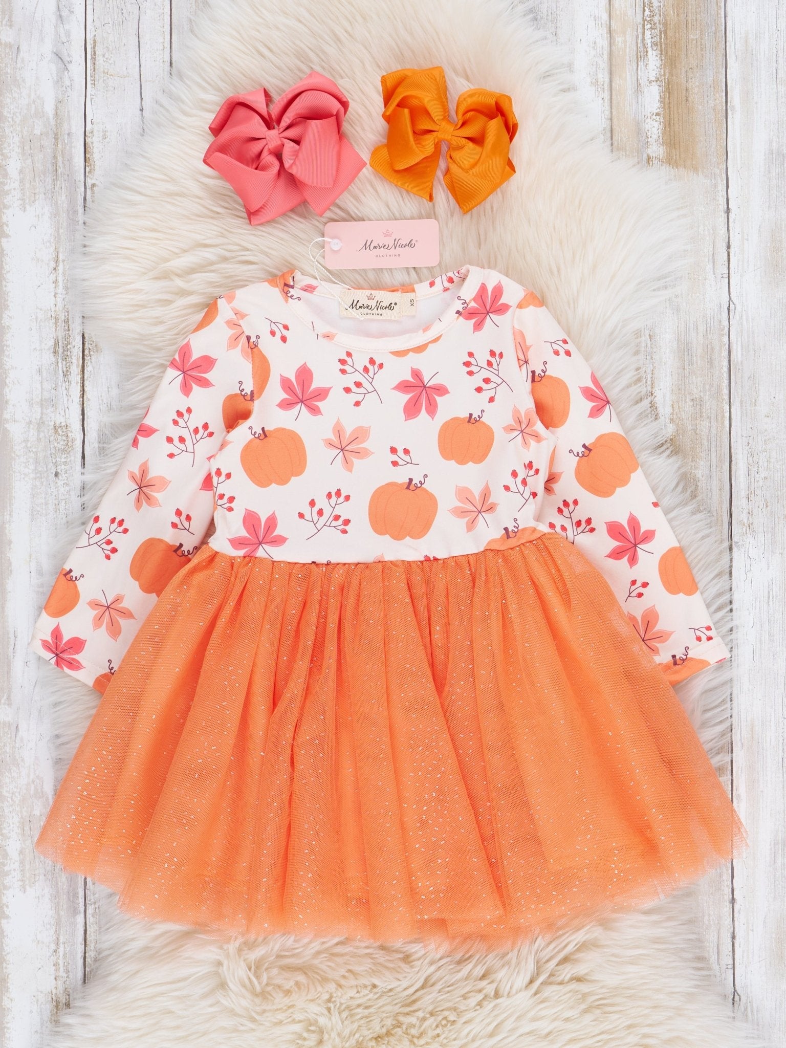 Pumpkin Sparkle Tulle Dress - Marie Nicole Clothing