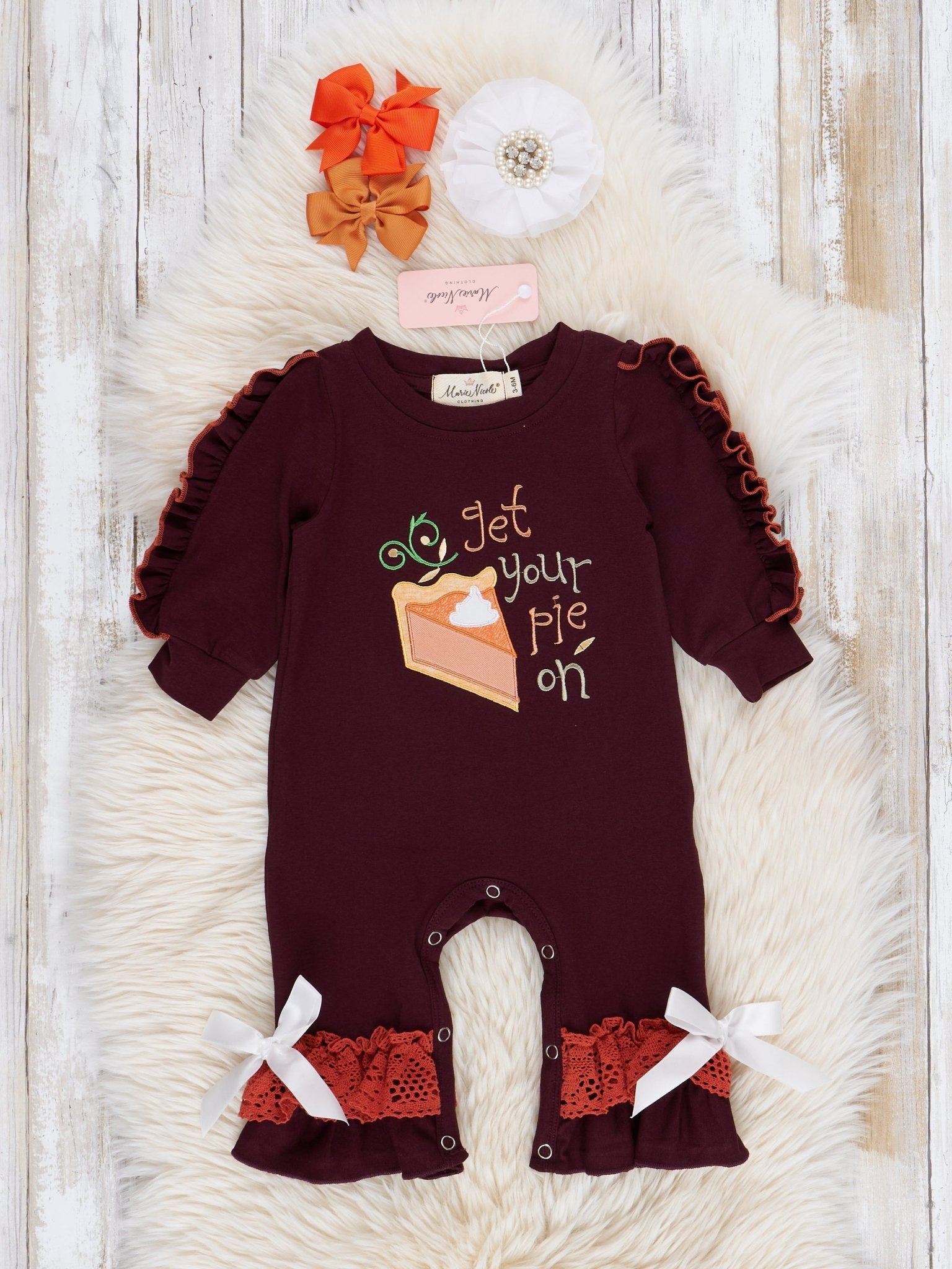Pumpkin Pie Ruffle Romper - Marie Nicole Clothing
