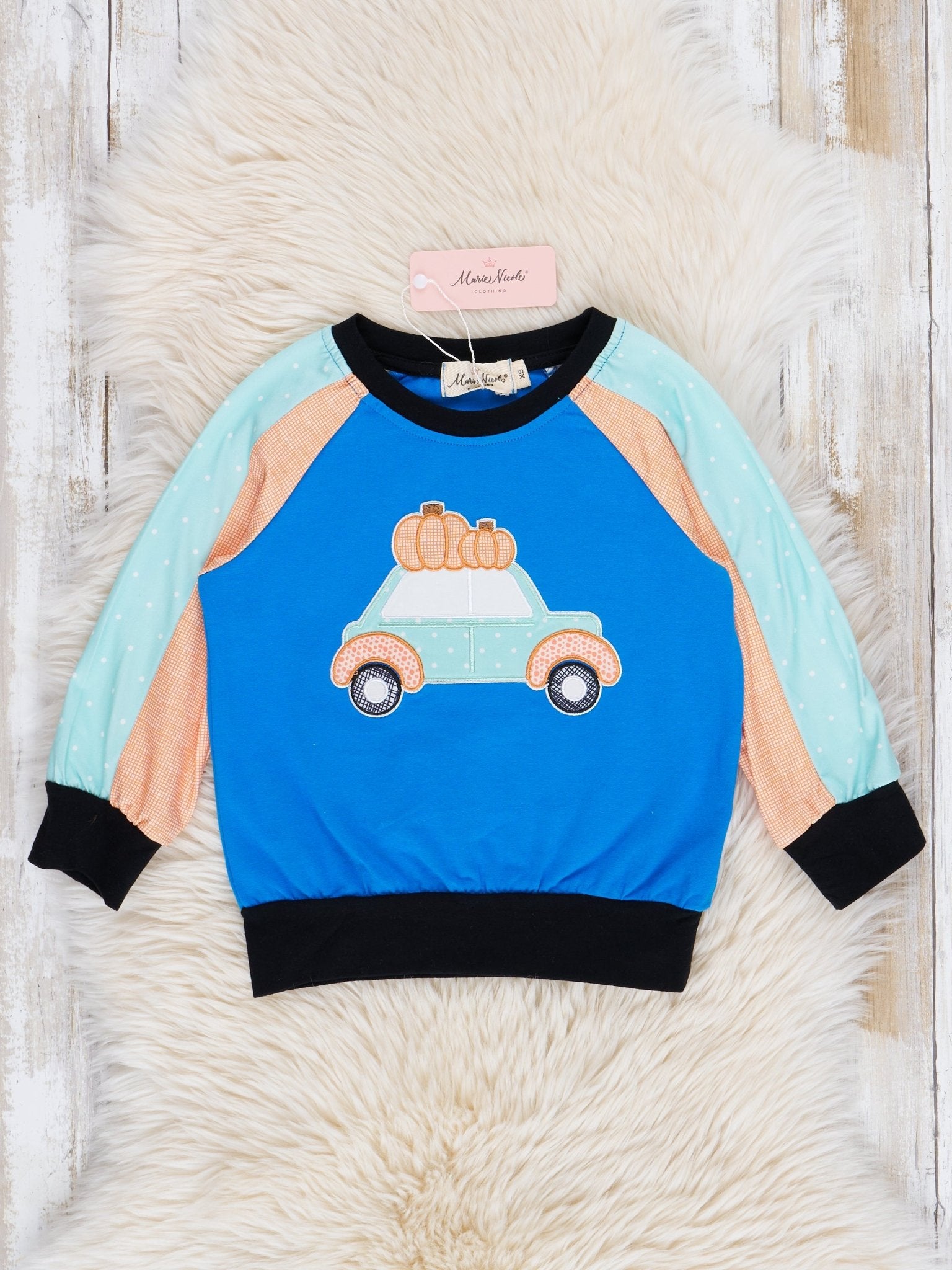 Blue Pumpkin Car Shirt - Marie Nicole Clothing