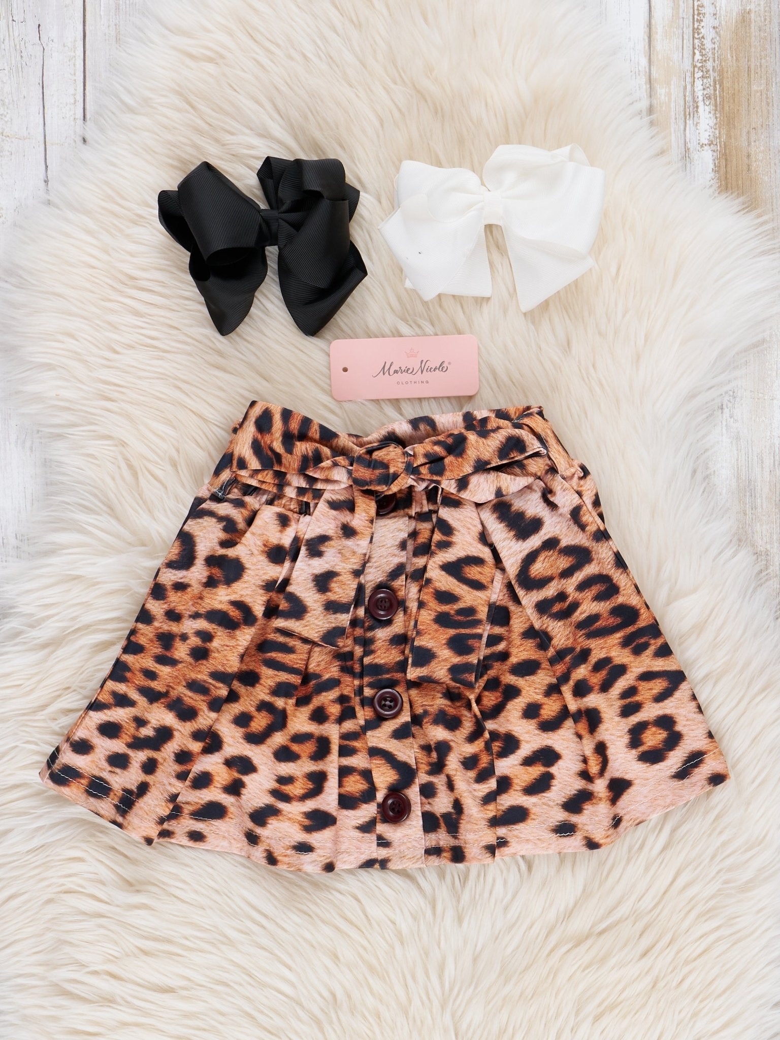 Leopard "Give Thanks" Outfit w/ Skirt - Marie Nicole Clothing