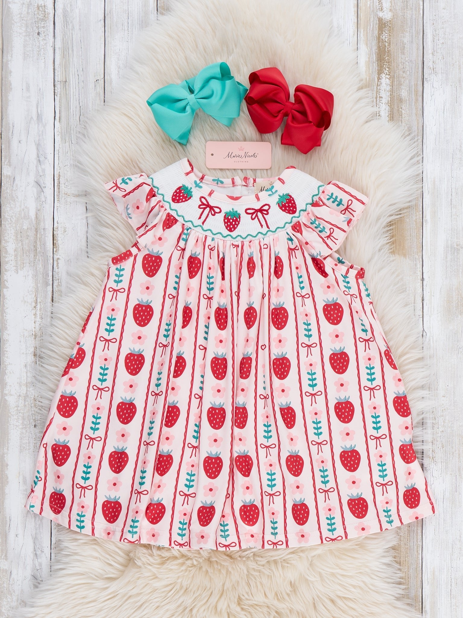 Strawberry Rows Smocked Dress