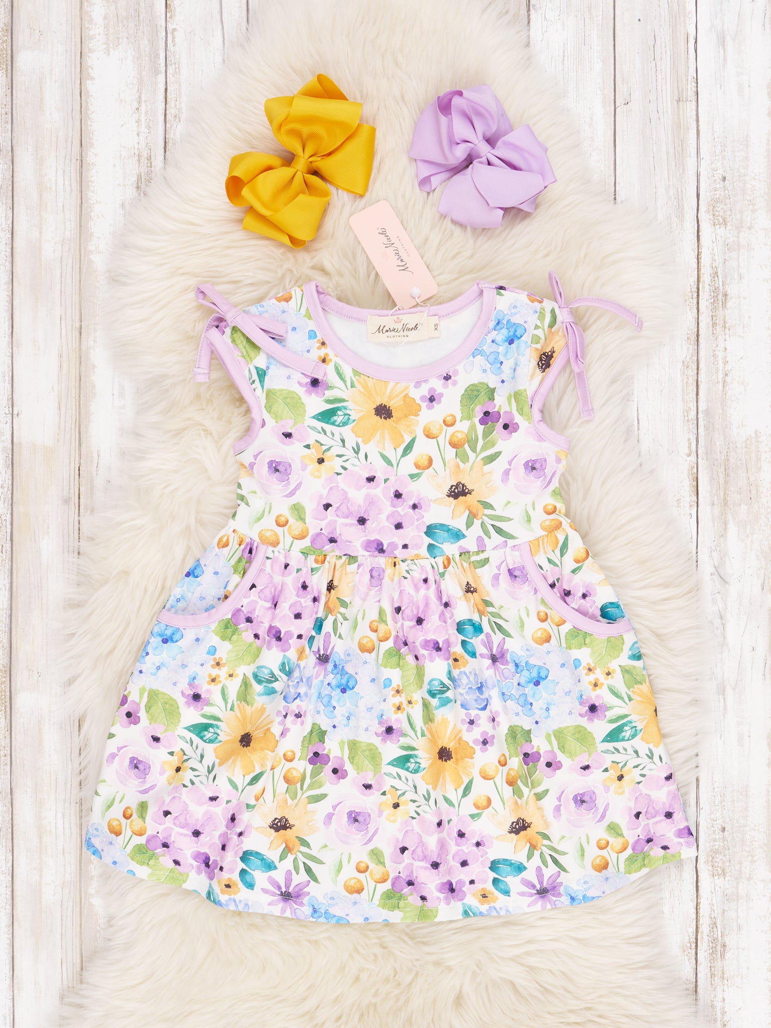 purple and yellow floral dress Margaret One Shoulder Draped Floral Dress
