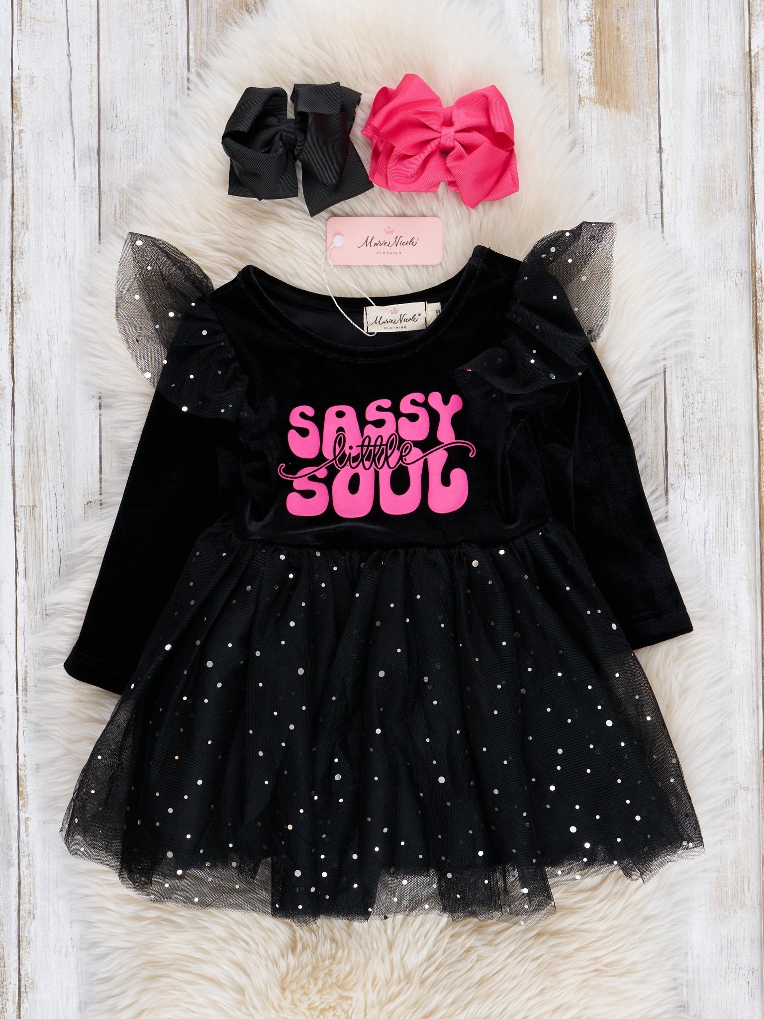 Black "Sassy Soul" Sparkle Tulle Dress - Marie Nicole Clothing