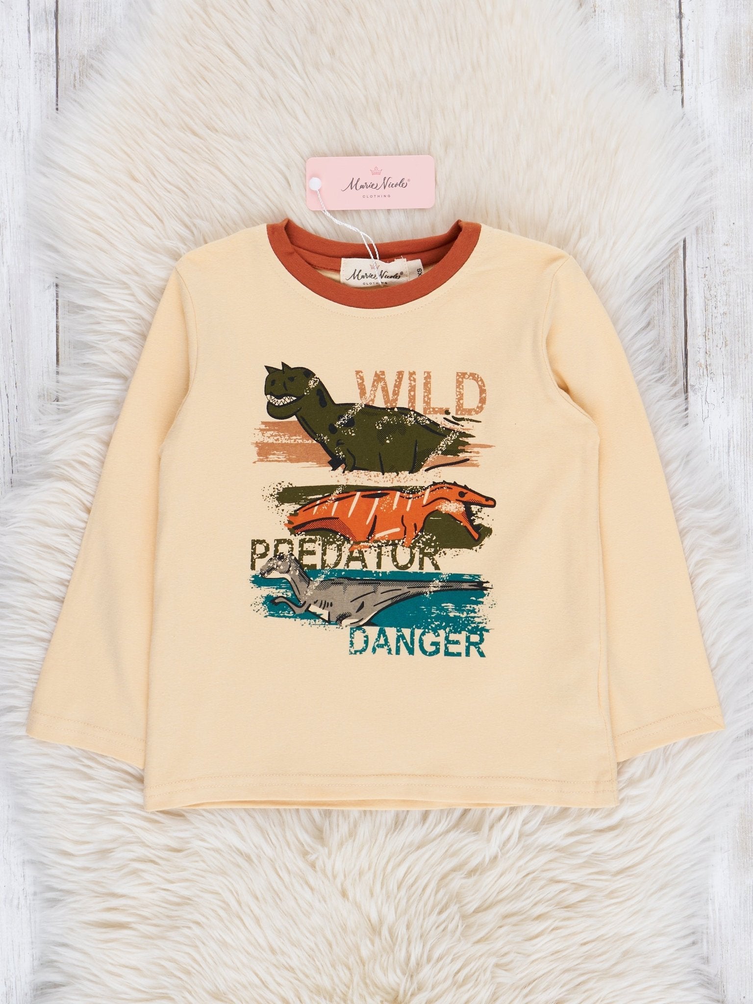 Cream Wild Dinos Shirt - Marie Nicole Clothing