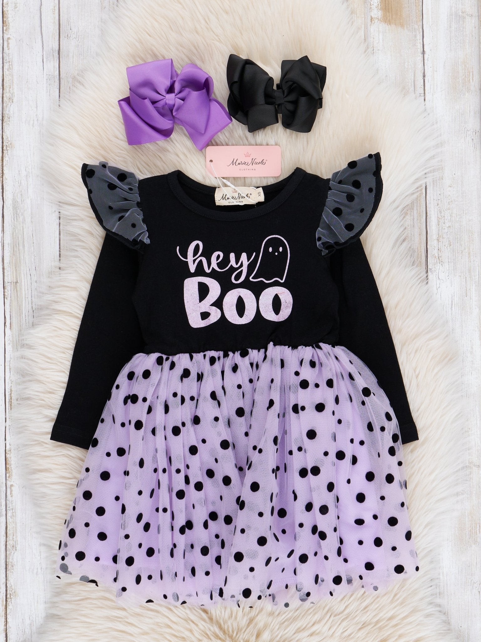 Lavender "Hey Boo" Tulle Dress - Marie Nicole Clothing