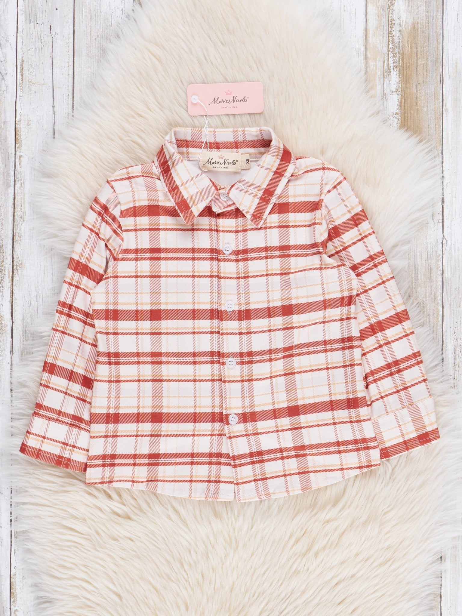Copper Plaid Button Up Shirt - Marie Nicole Clothing