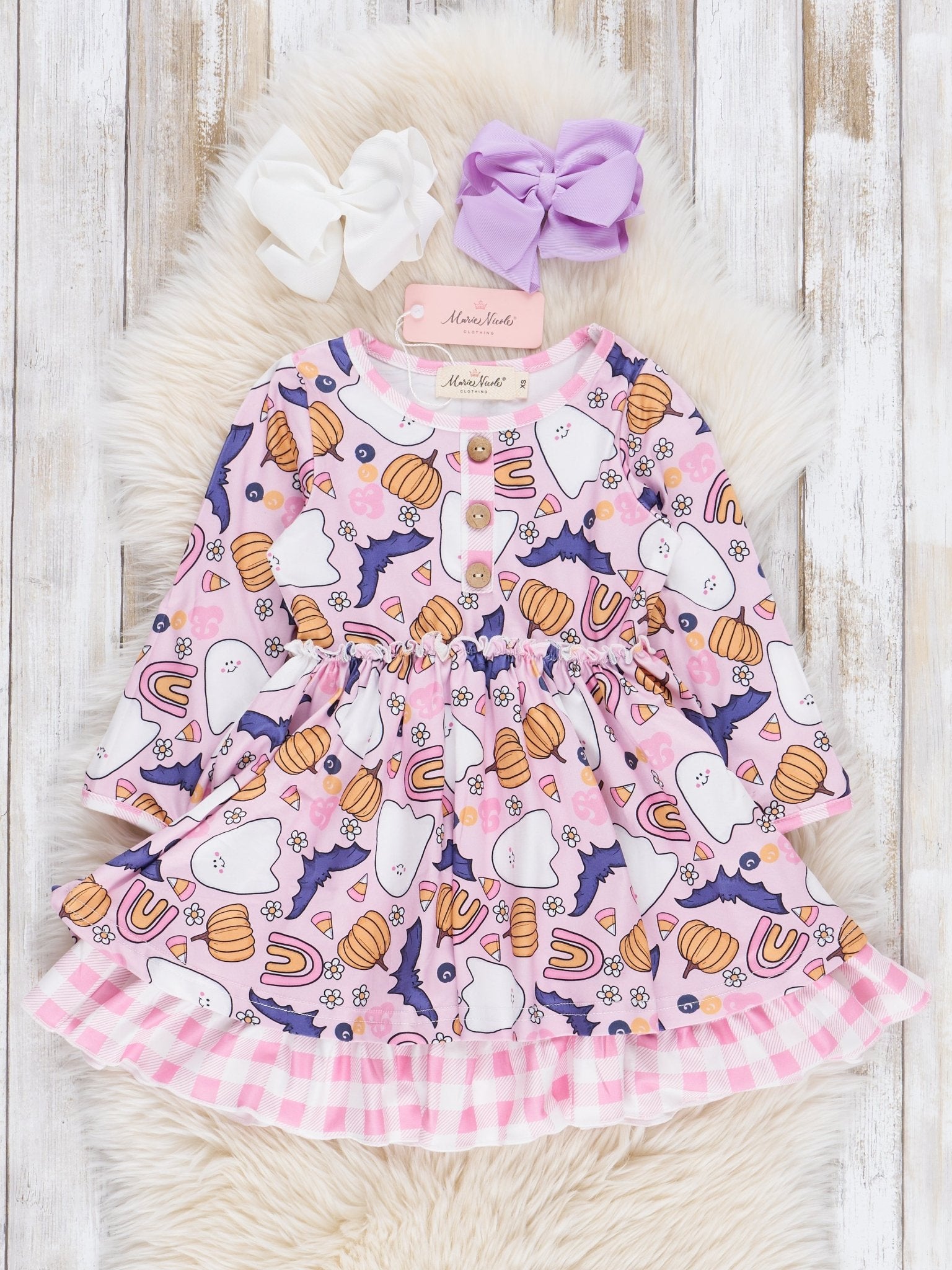 Pink Halloween Magic Ruffle Dress - Marie Nicole Clothing
