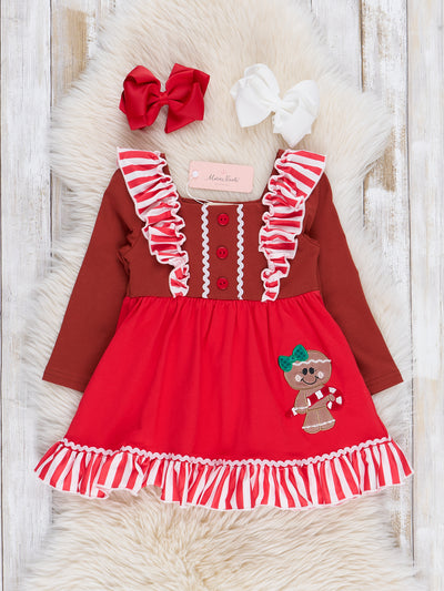 Sassy Gingerbread Ruffle Dress Marie Nicole Clothing Sassy Gingerbread Ruffle Dress Marie Nicole Clothing