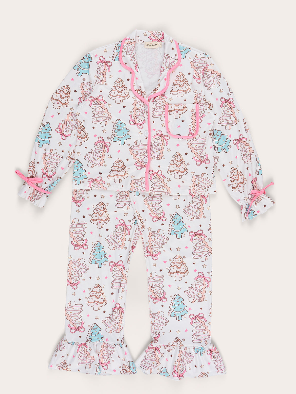 Mom & Me Pine Wonderland Cropped Ruffle Pajamas - Marie Nicole Clothing
