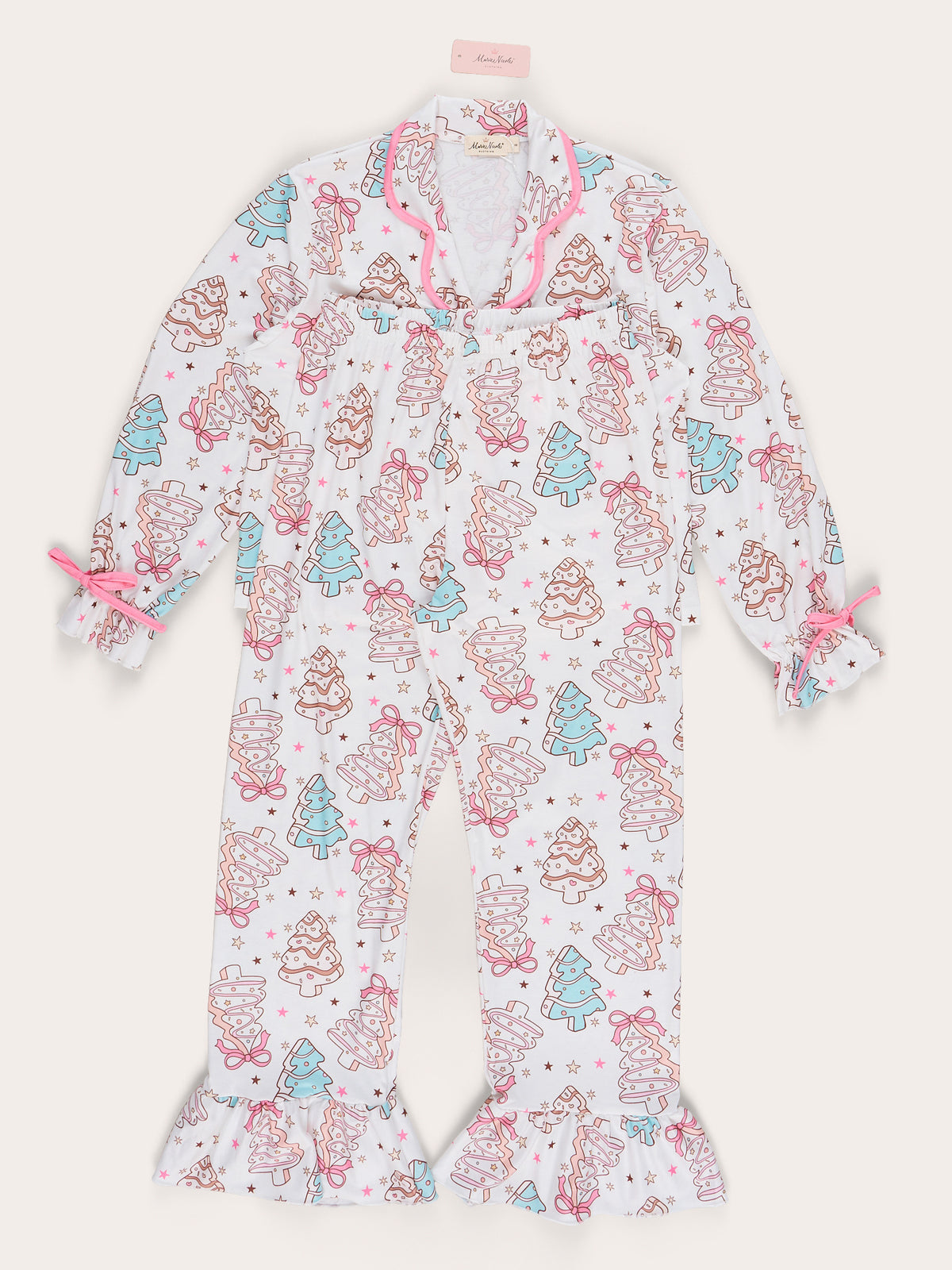Mom & Me Pine Wonderland Cropped Ruffle Pajamas - Marie Nicole Clothing