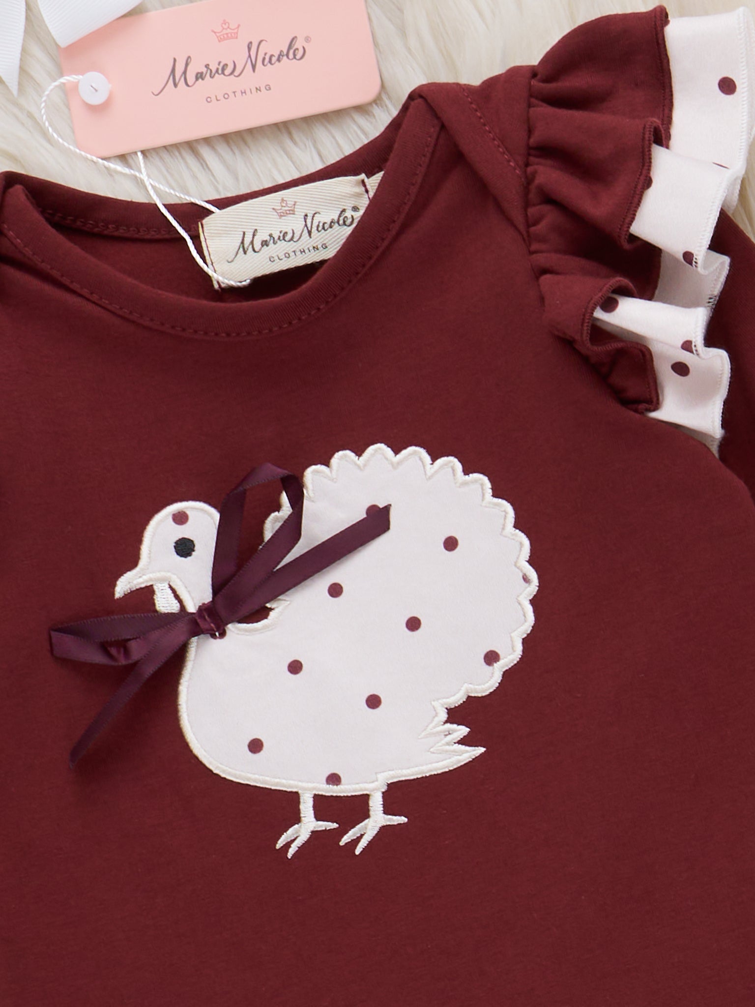 Brown Dots Turkey Ruffle Dress - Marie Nicole Clothing