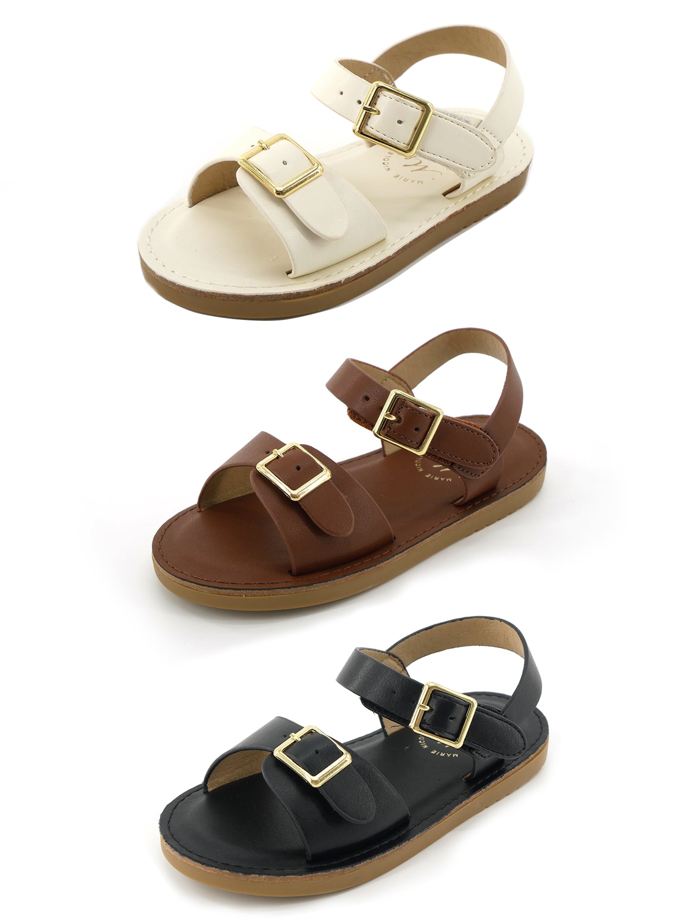 Double Buckle Sandals - White - Marie Nicole Clothing
