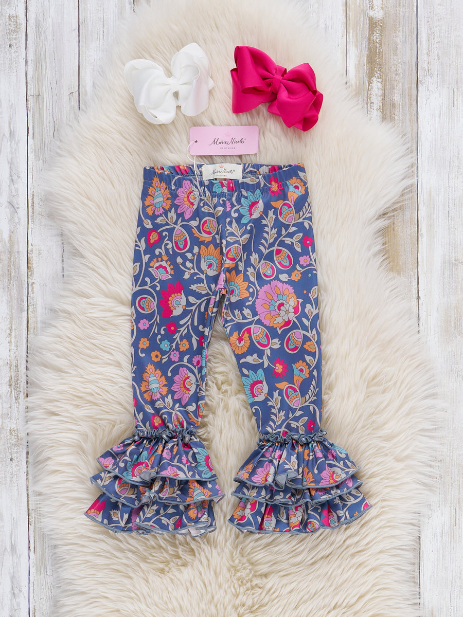 Bell Ruffle Leggings - Boho Bloom – Marie Nicole Clothing