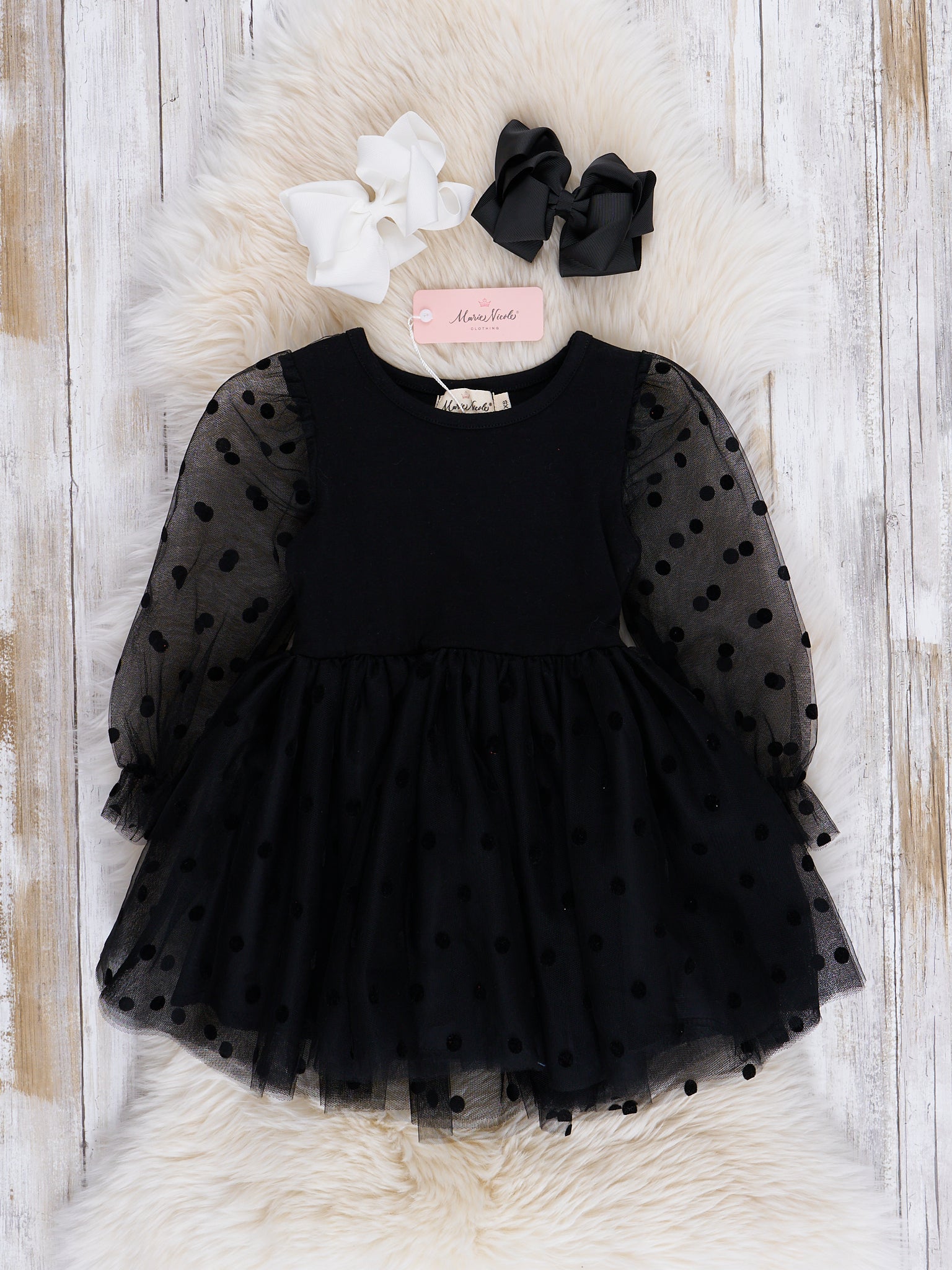 Black Swiss Dot Tulle Dress