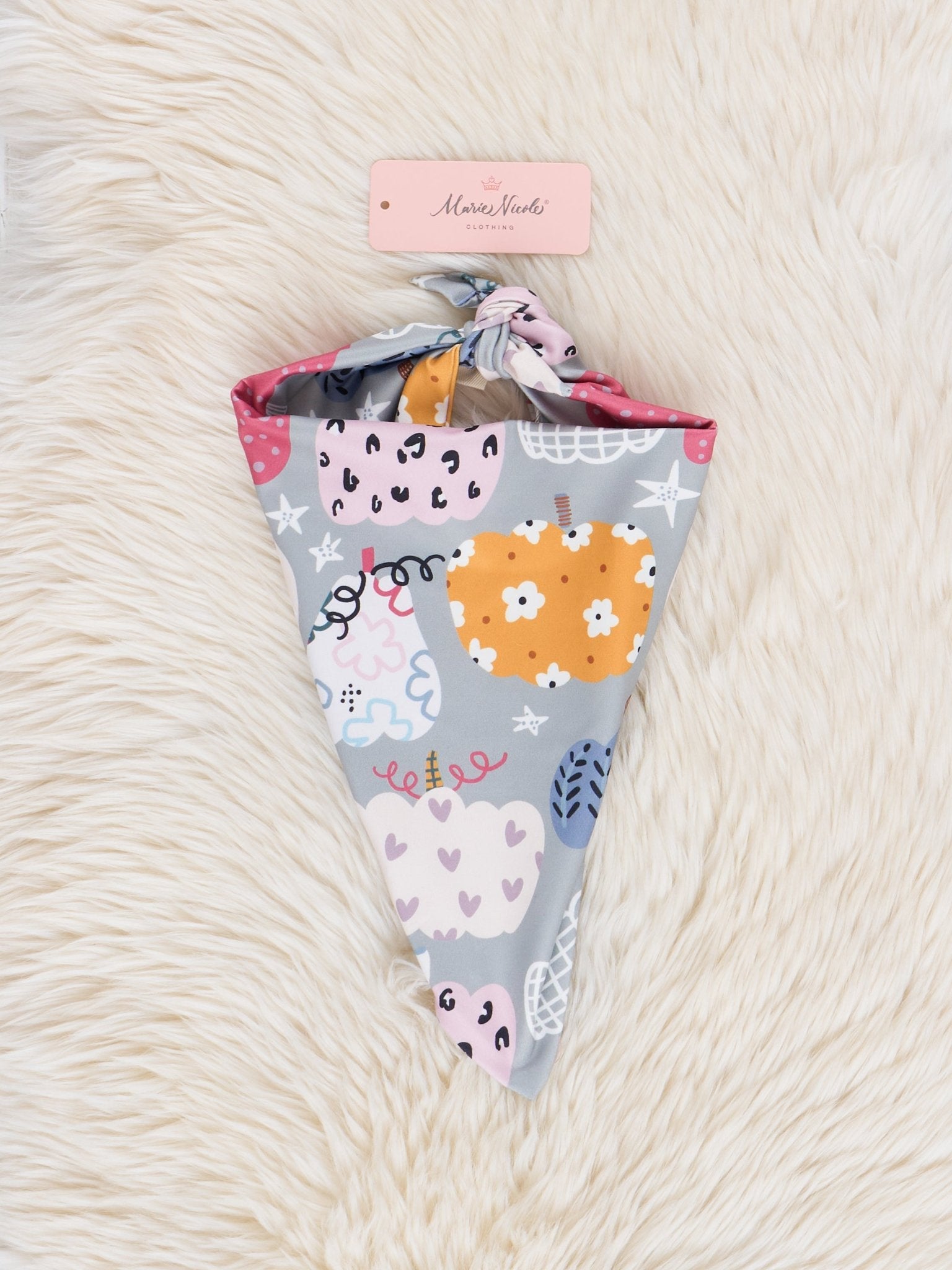 Grey Pumpkin Doodles Dog Bandana - Marie Nicole Clothing
