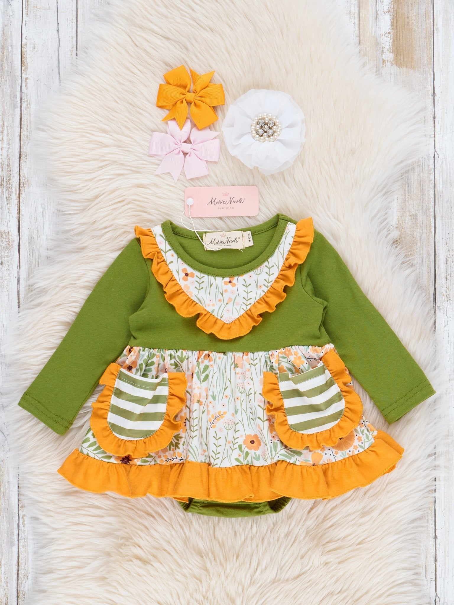 Pocket Flara Peplum Ruffle Bubble - Sunflower - Marie Nicole Clothing