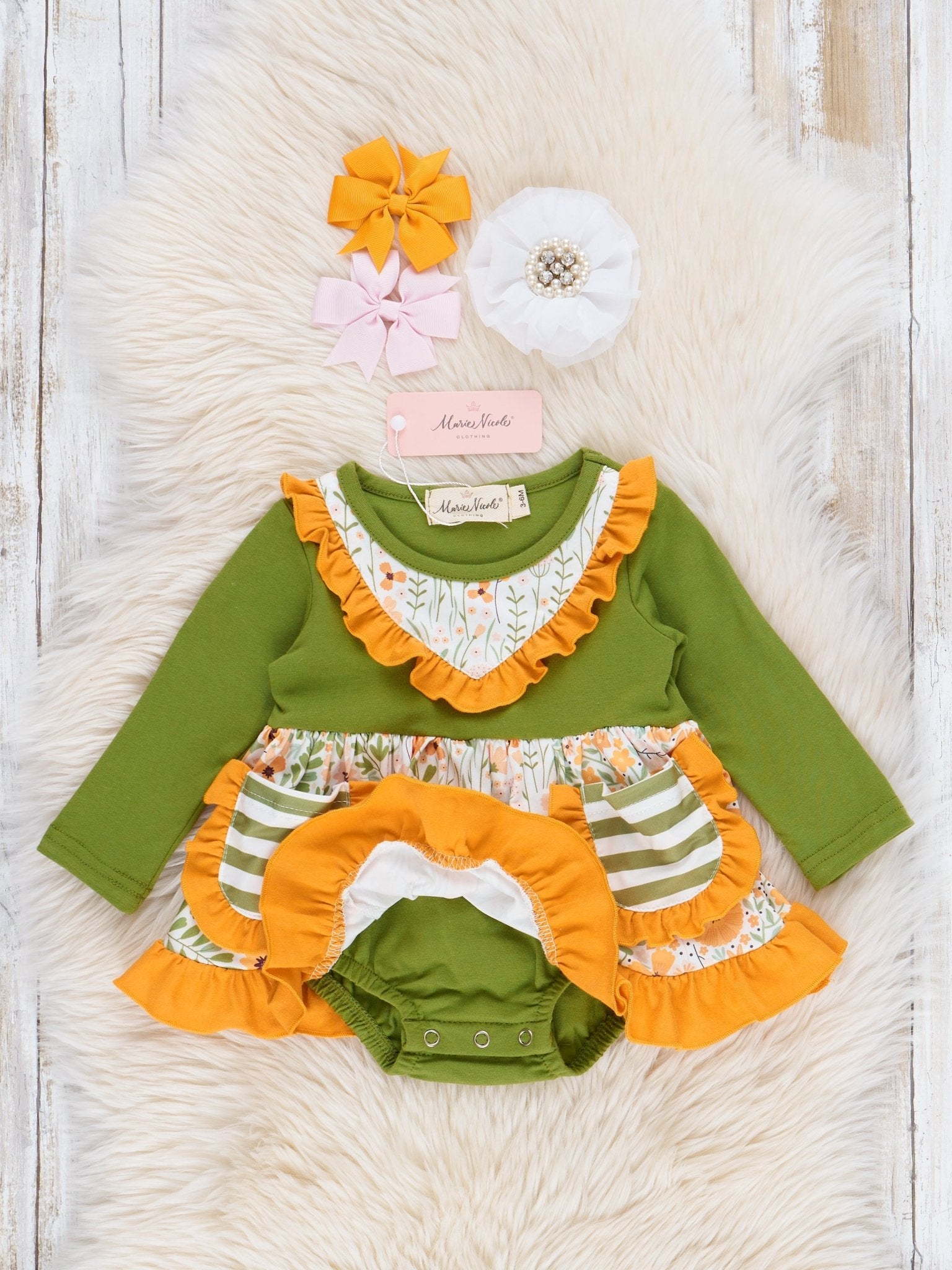 Pocket Flara Peplum Ruffle Bubble - Sunflower - Marie Nicole Clothing