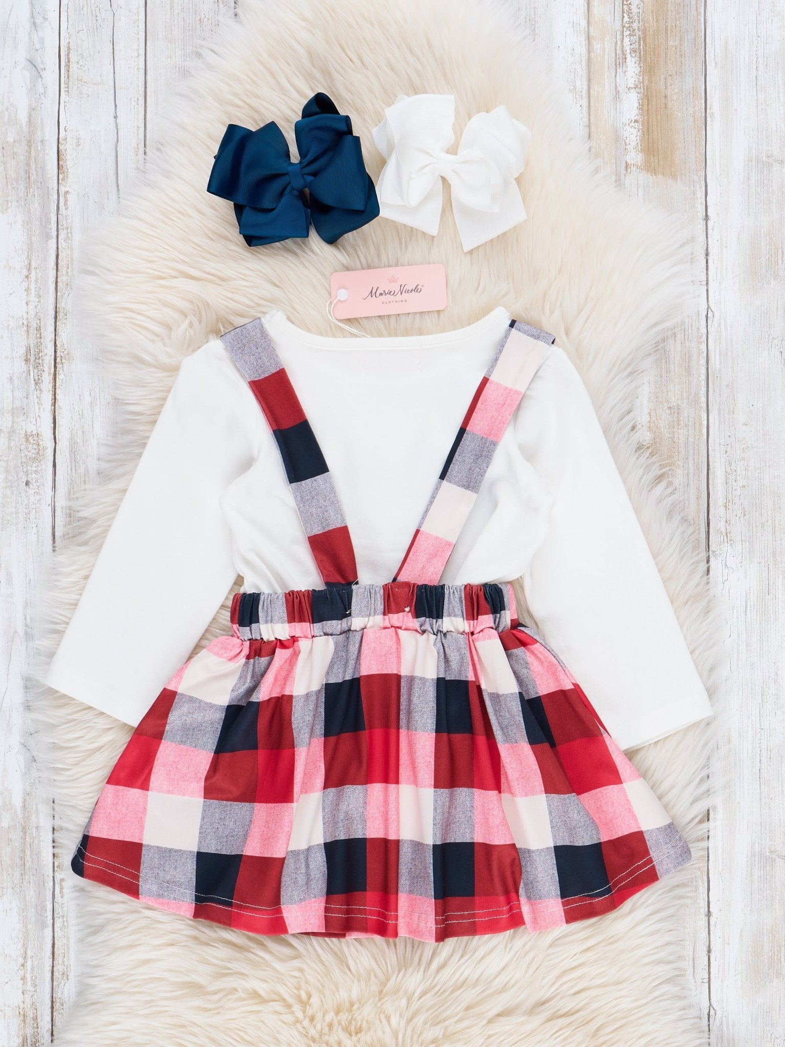 Red Plaid "Be the Change" Skirtall Set - Marie Nicole Clothing