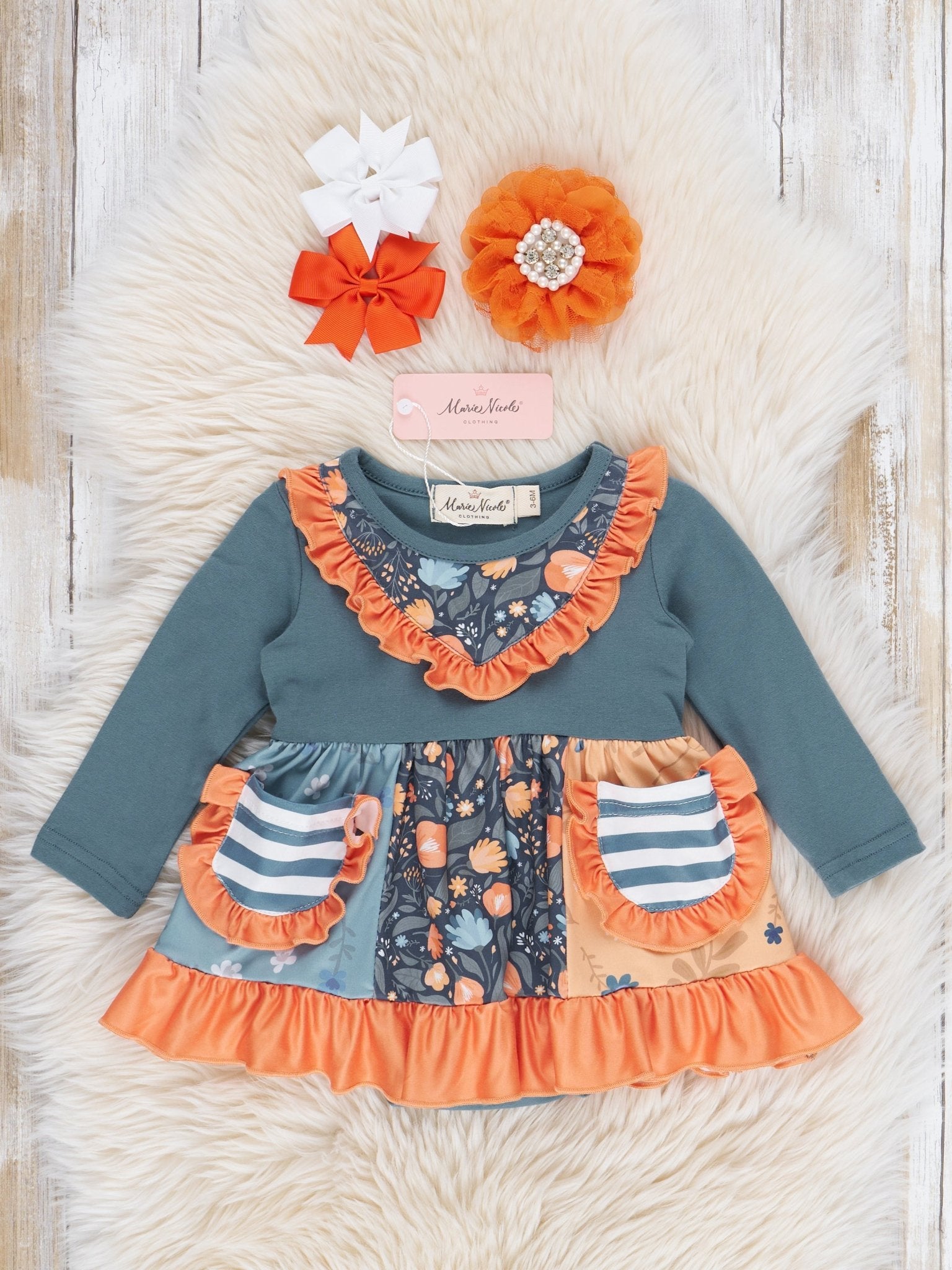 Pocket Flara Peplum Ruffle Bubble - Blue Grey - Marie Nicole Clothing