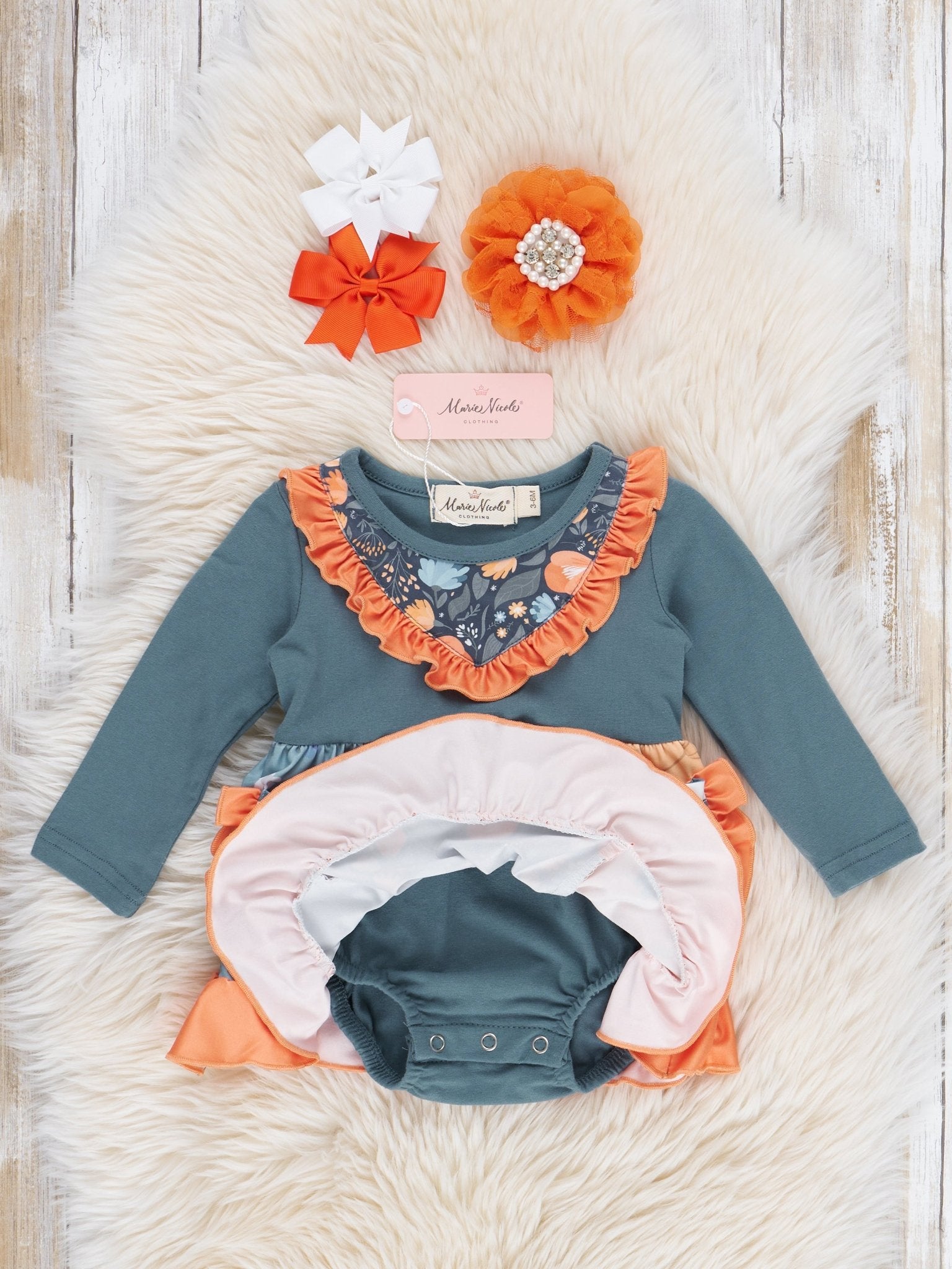 Pocket Flara Peplum Ruffle Bubble - Blue Grey - Marie Nicole Clothing