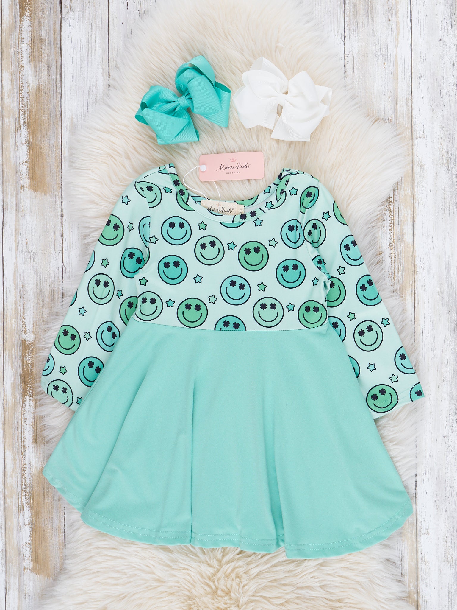 Mint Smileys Swing Dress Marie Nicole Clothing Mint Smileys Swing Dress Marie Nicole Clothing