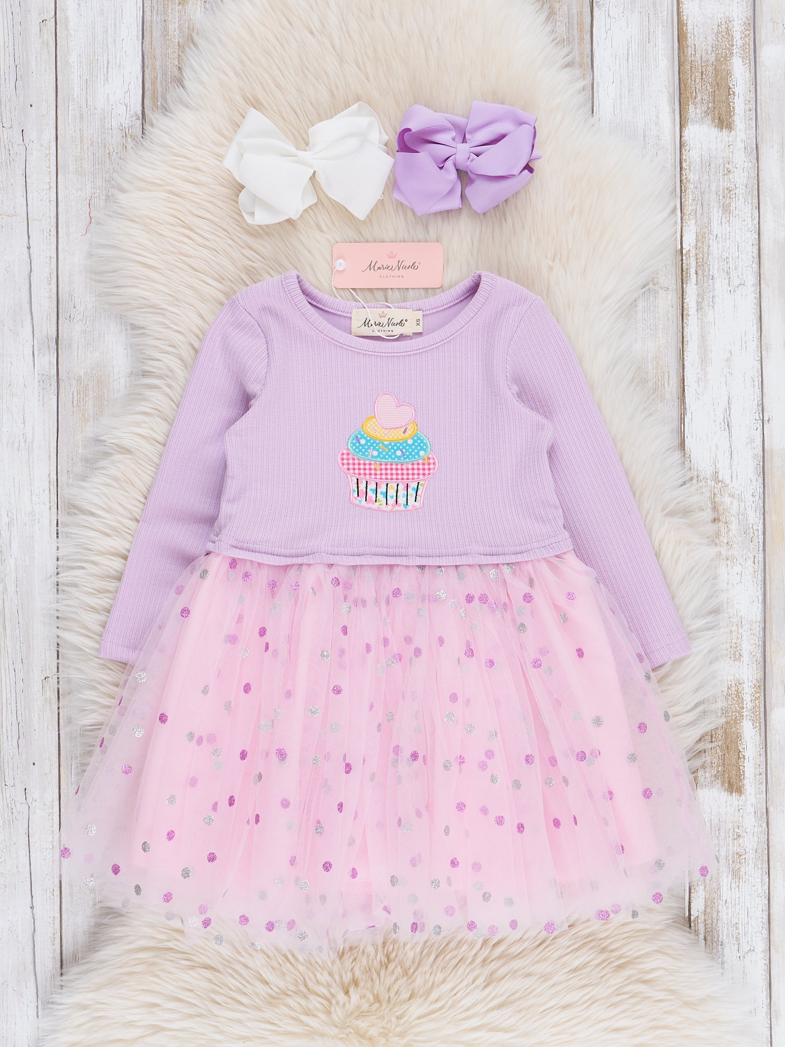 Lilac Birthday Cupcake Sparkle Tulle Dress - Marie Nicole Clothing XS(18/24mos) Lilac Birthday Cupcake Sparkle Tulle Dress - Marie Nicole Clothing XS(18/24mos)