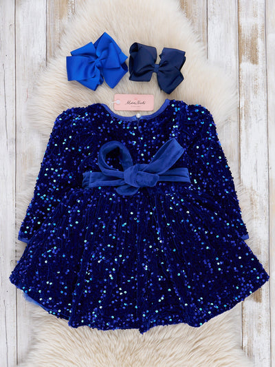 Sapphire Sparkle Sequin Dress - Marie Nicole Clothing Sapphire Sparkle Sequin Dress - Marie Nicole Clothing