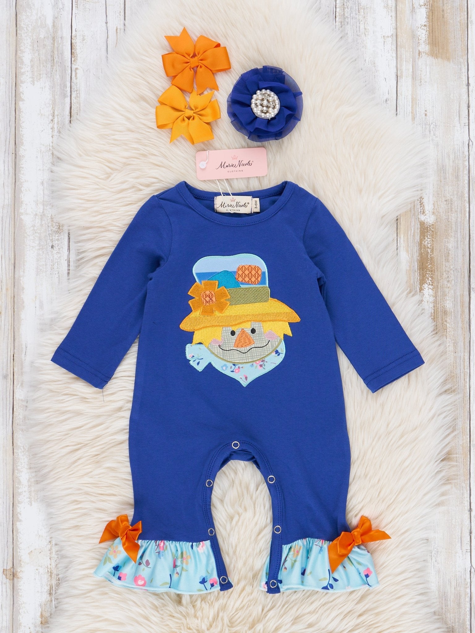 Royal Scarecrow Ruffle Romper - Marie Nicole Clothing