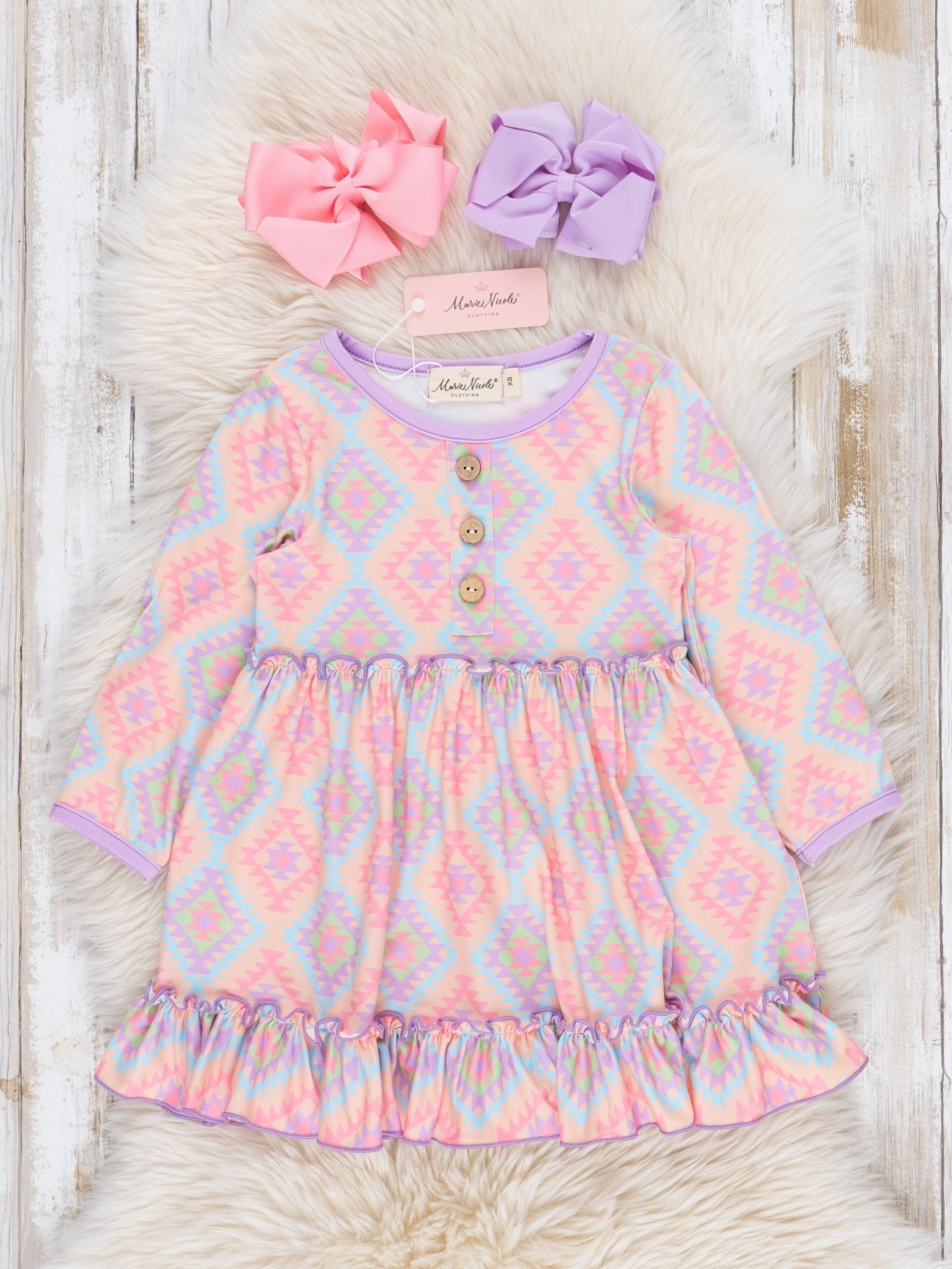 Bright Neon Boho Ruffle Dress - Marie Nicole Clothing