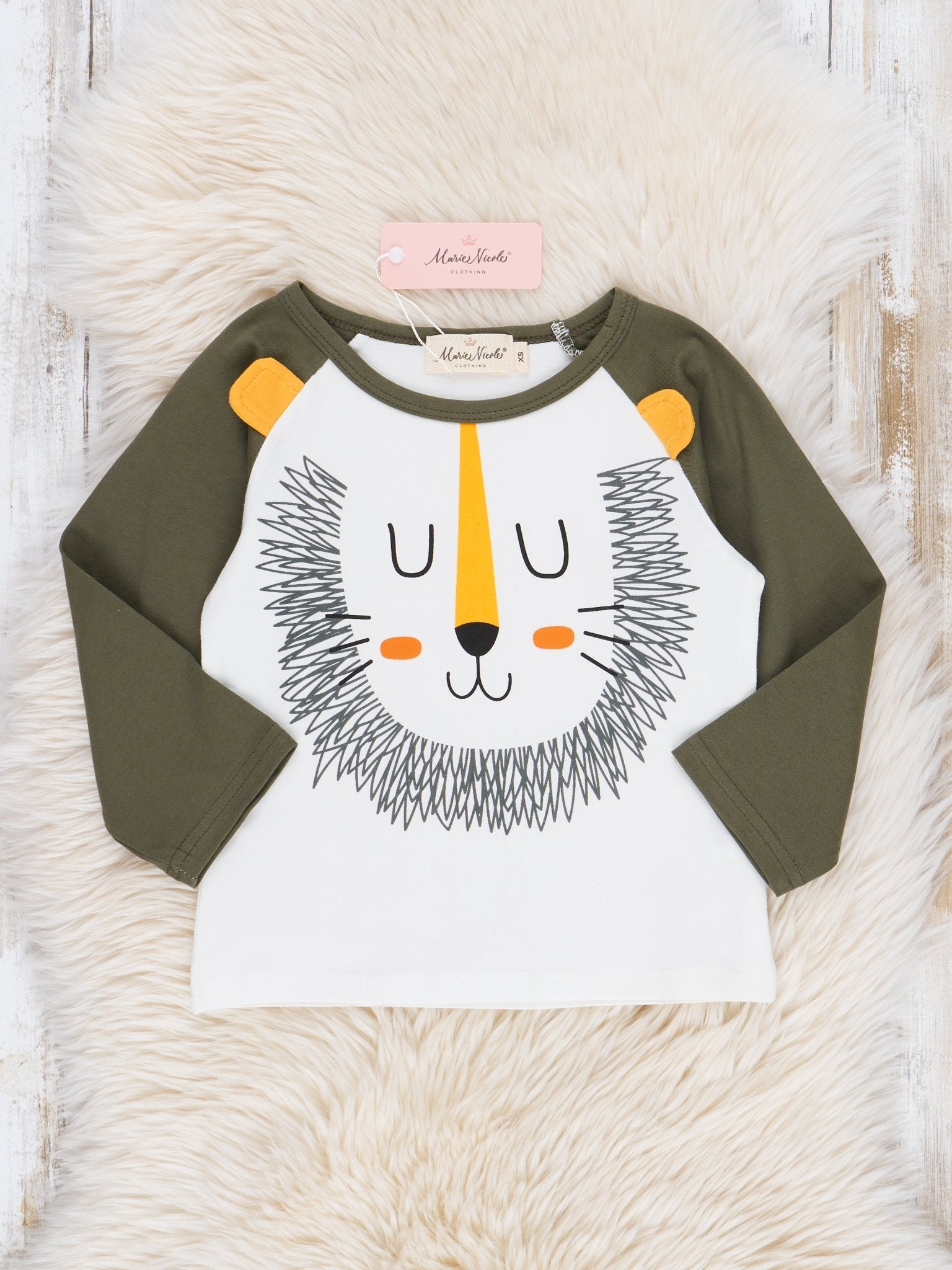Green Little Lion Raglan Shirt - Marie Nicole Clothing
