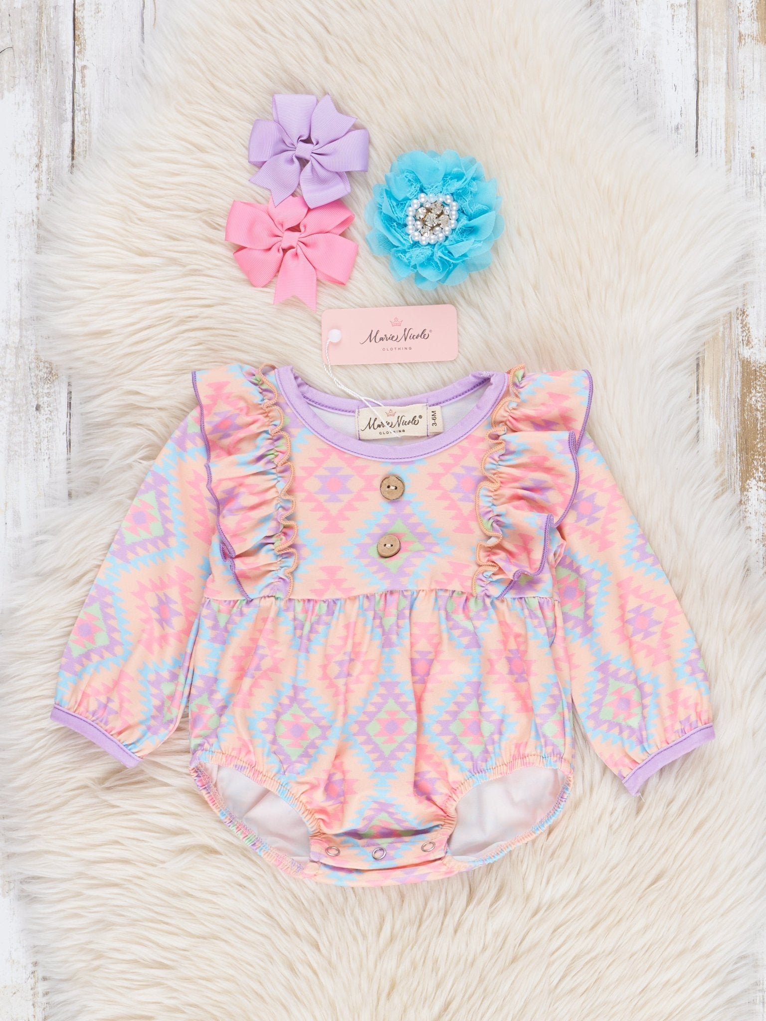 Bright Neon Boho Ruffle Bubble Romper - Marie Nicole Clothing