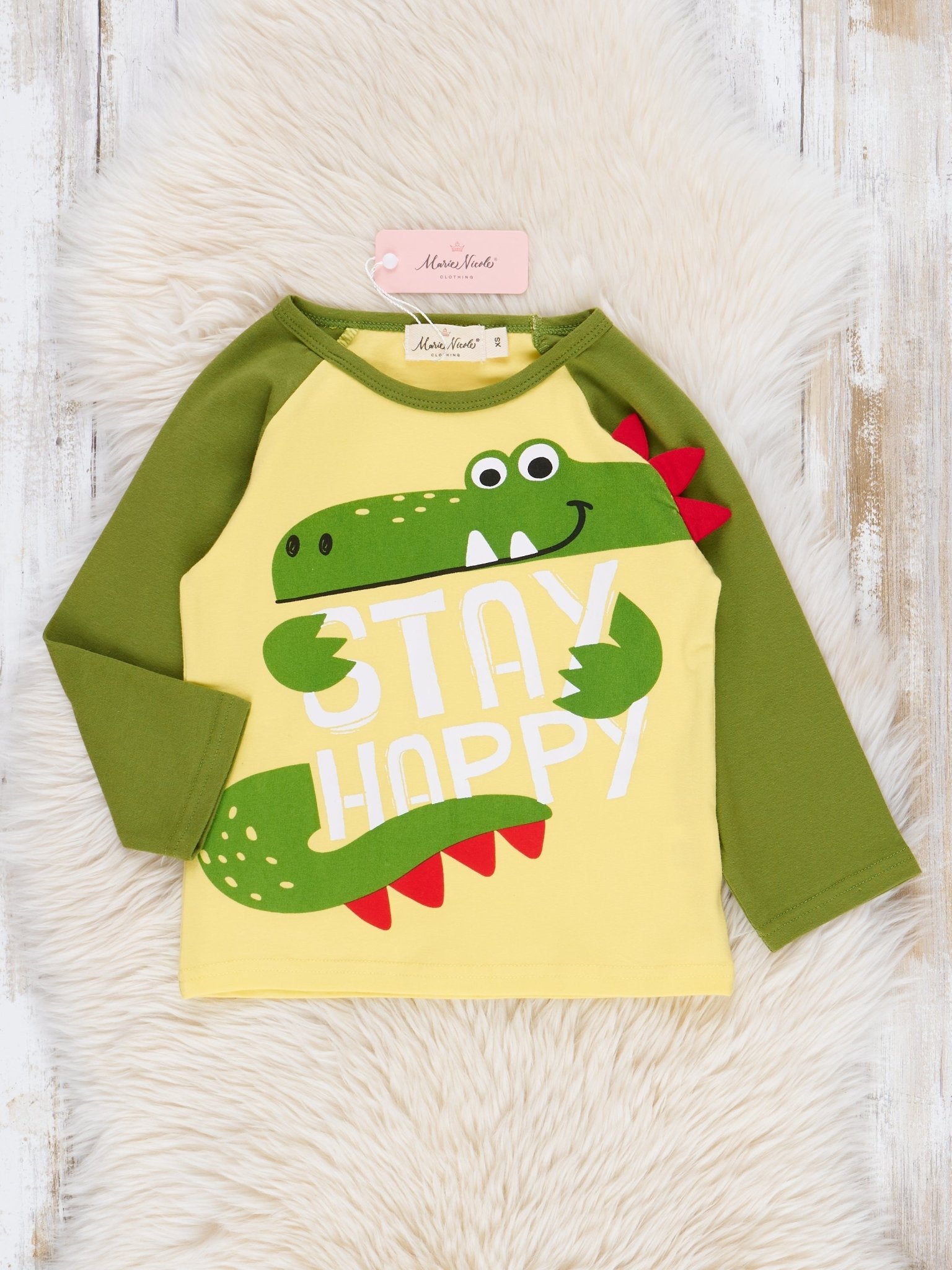 Bright Green Alligator Raglan Shirt - Marie Nicole Clothing