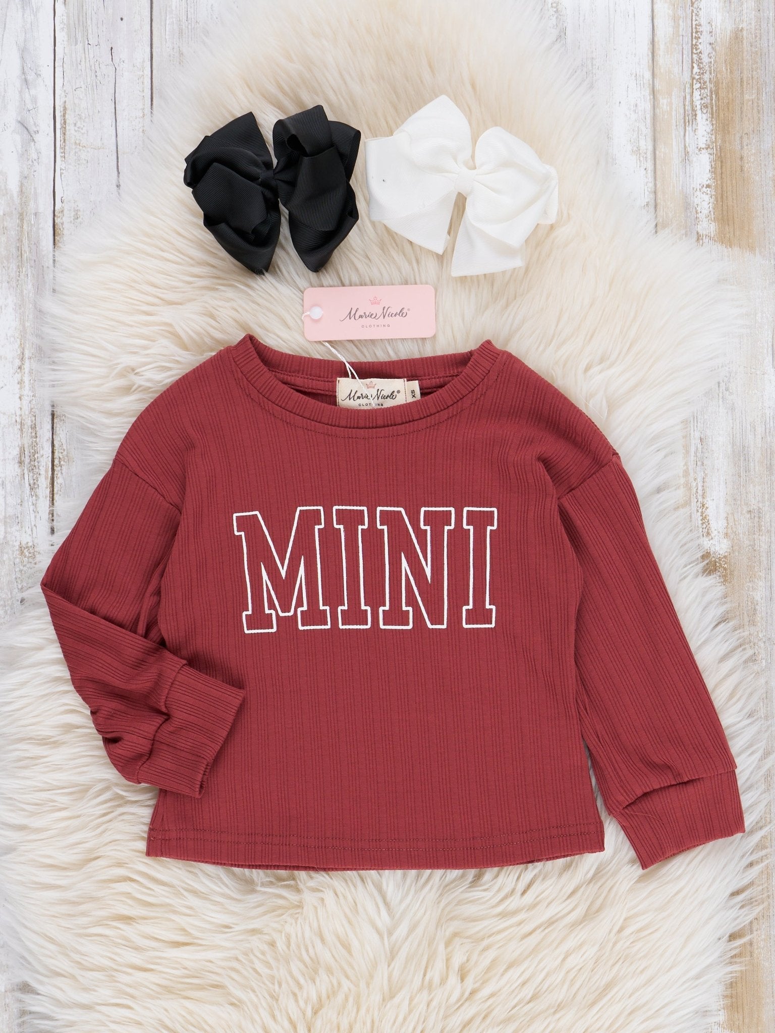 Mom & Me Berry "Mama/Mini" Ribbed Shirt - Marie Nicole Clothing