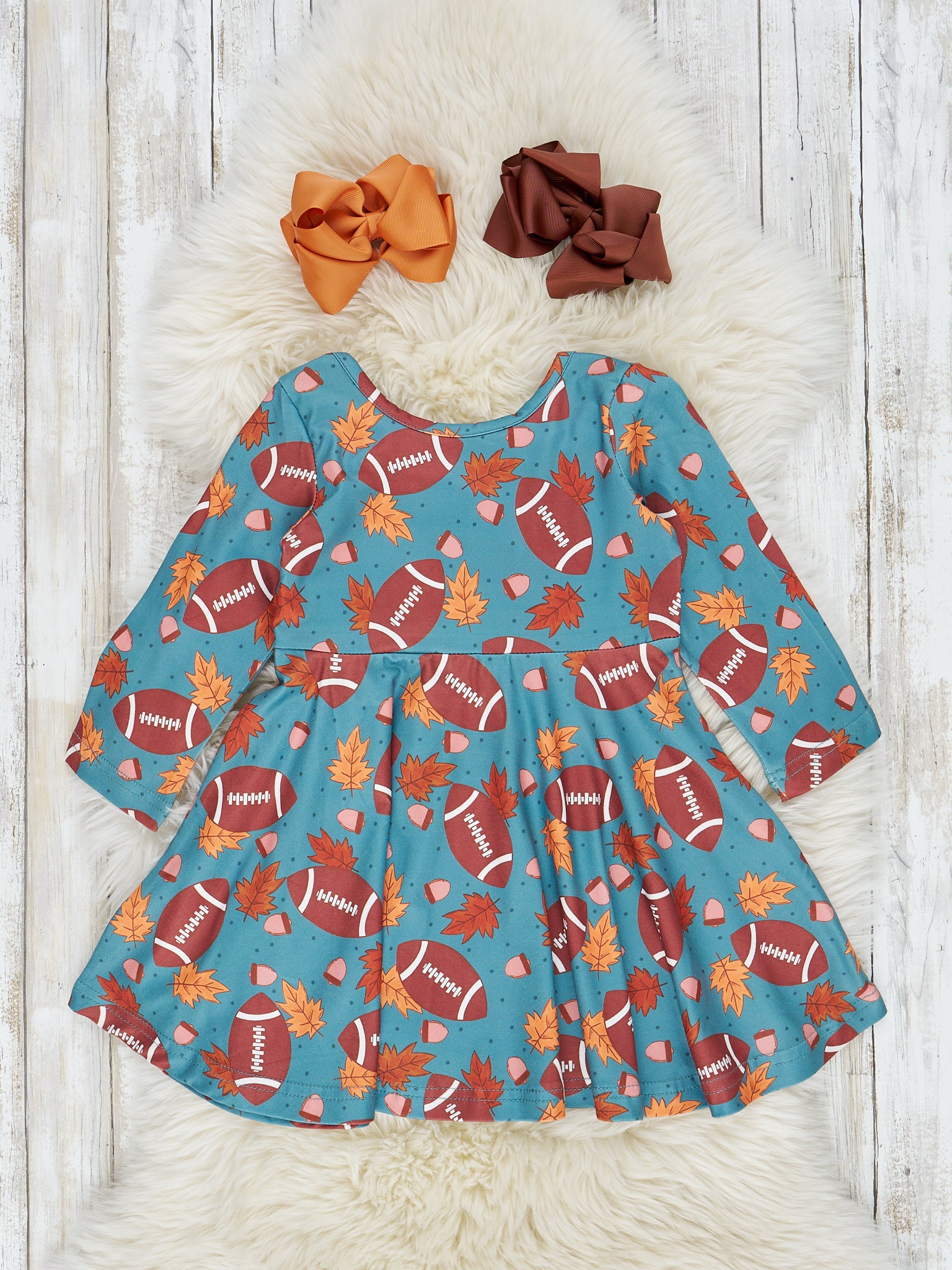 Teal Fall & Football Swing Dress – Marie Nicole Clothing
