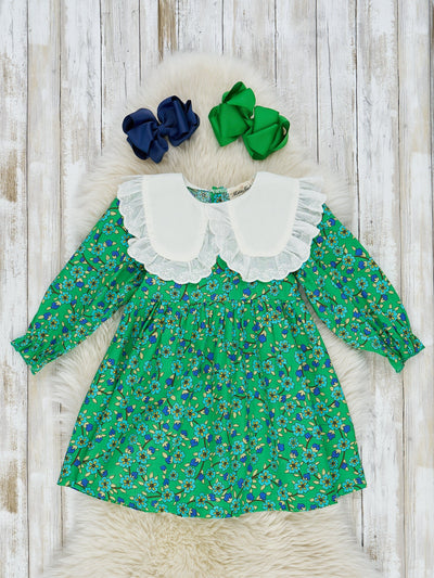 Kelly Green Ditsty Floral Puff Sleeve Dress