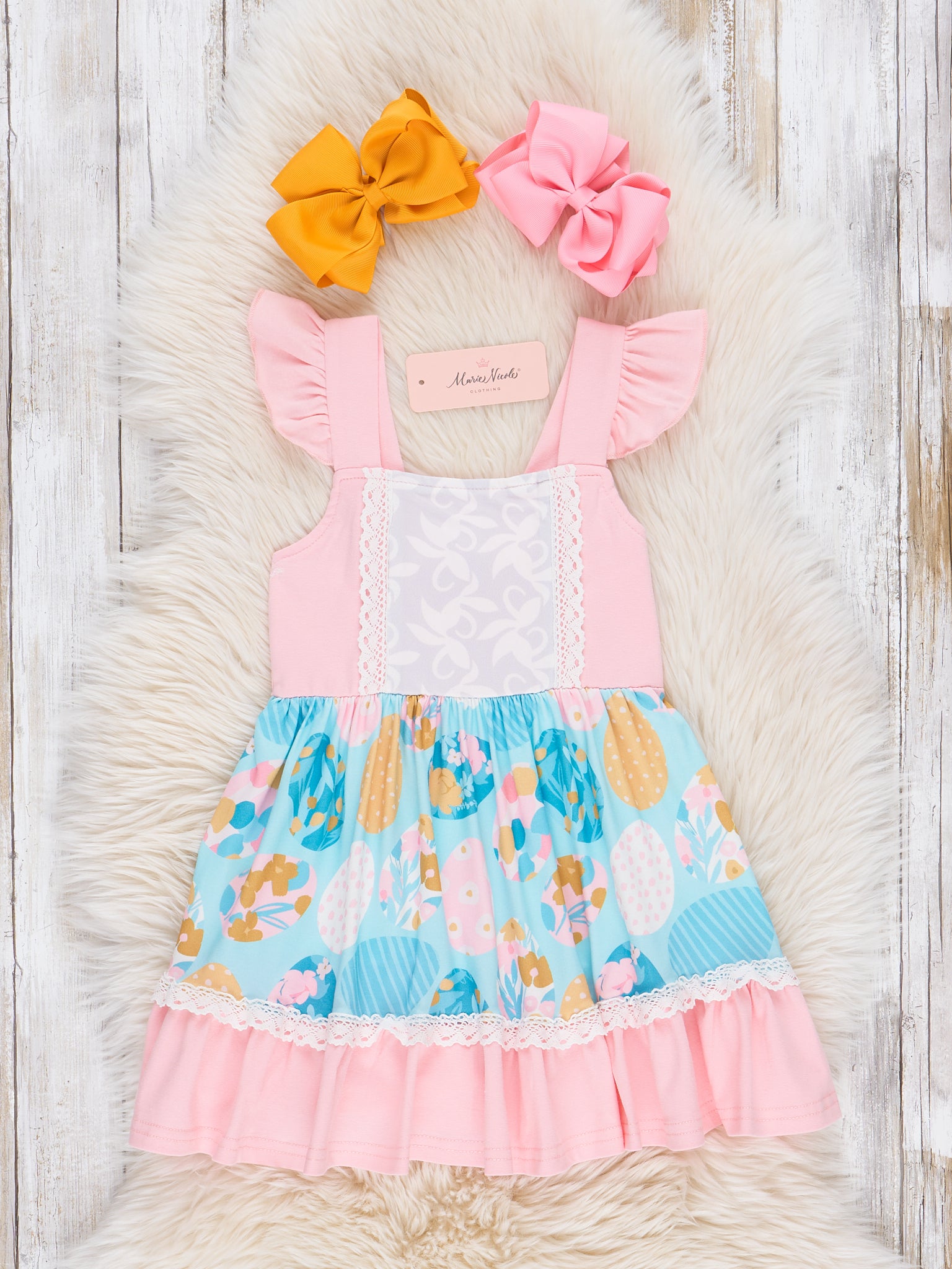 Boho Easter Eggs Lace Ruffle Dress XXXL(7yrs) Boho Easter Eggs Lace Ruffle Dress XXXL(7yrs)